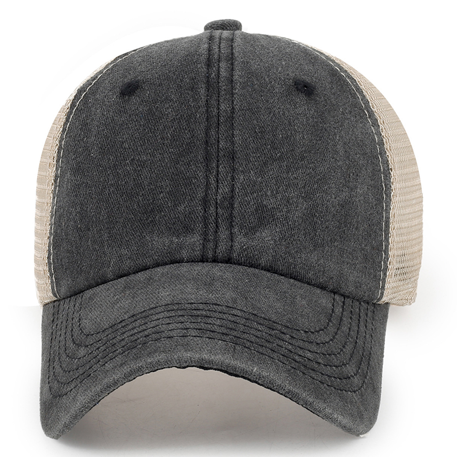 Stock 2-Tone Washed Cotton 6-Panel Trucker Cap 7