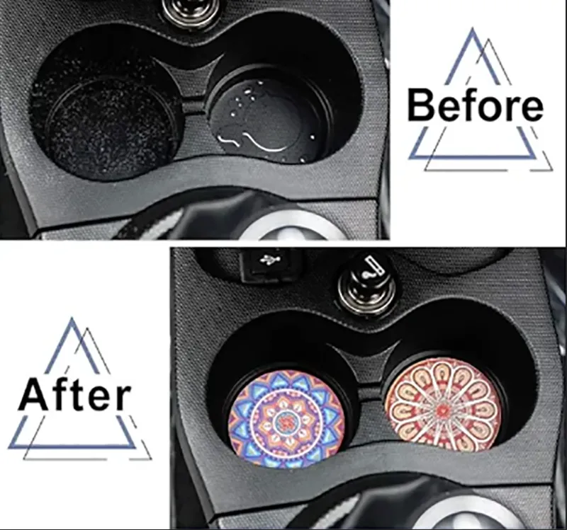 Absorbent Car Cup Holder Coasters 4