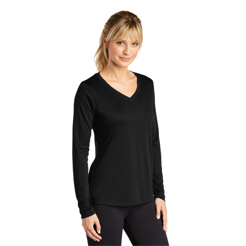 Sport-Tek Women's Long Sleeve PosiCharge Competitor V-Neck Tee. 43