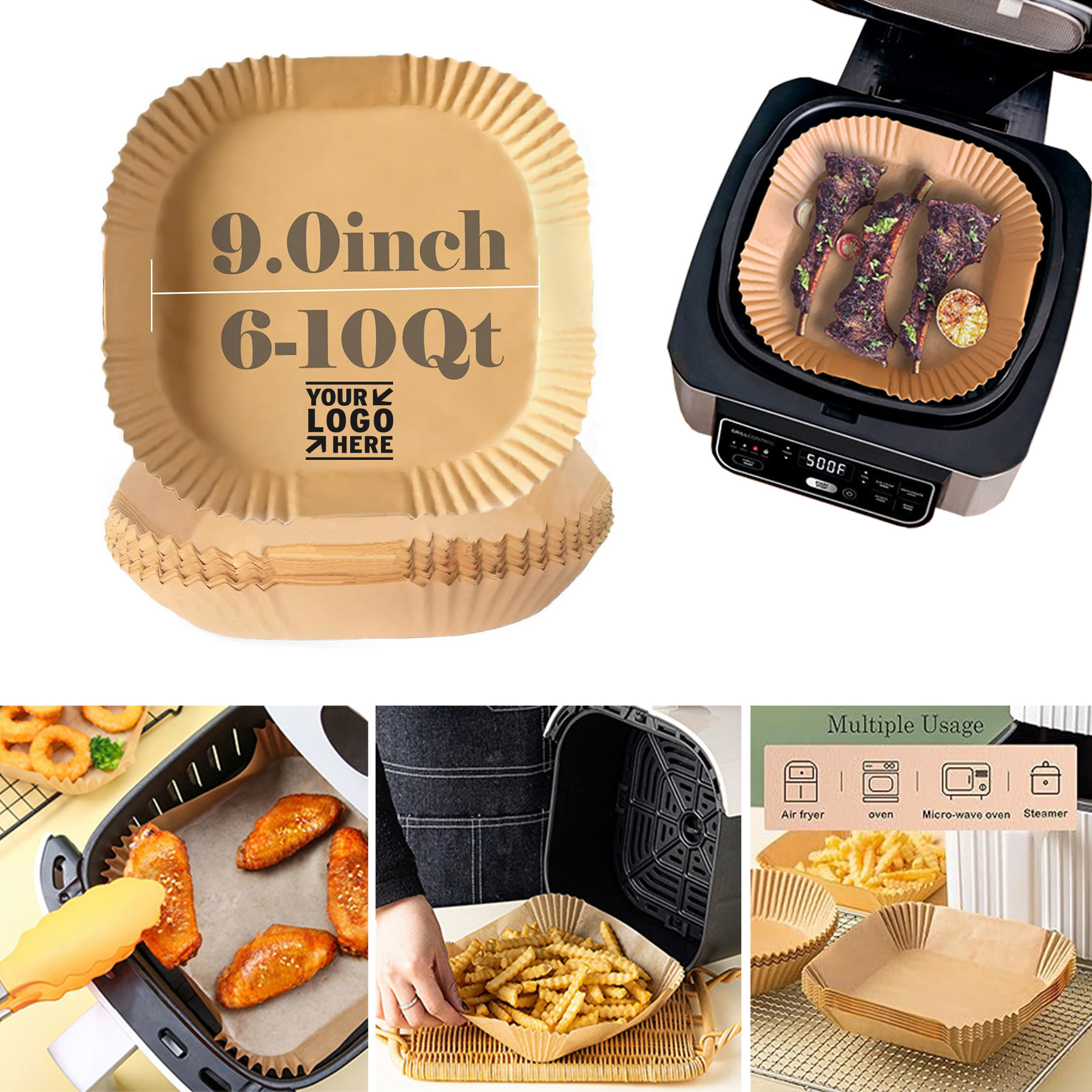 9Inch Natural Air Fryer Disposable Oil Proof Baking Parchment Paper Liner For 6-10Qt Ovens Pan 2