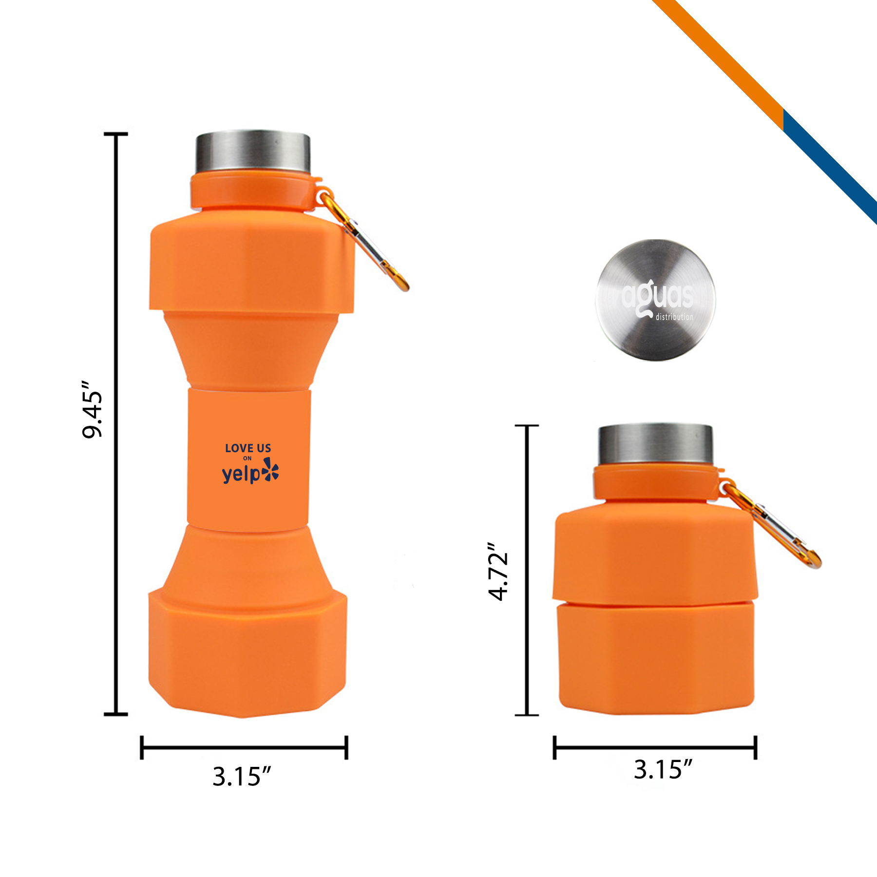 Dumbbell Collapsible Water Bottle - 22 OZ. 7