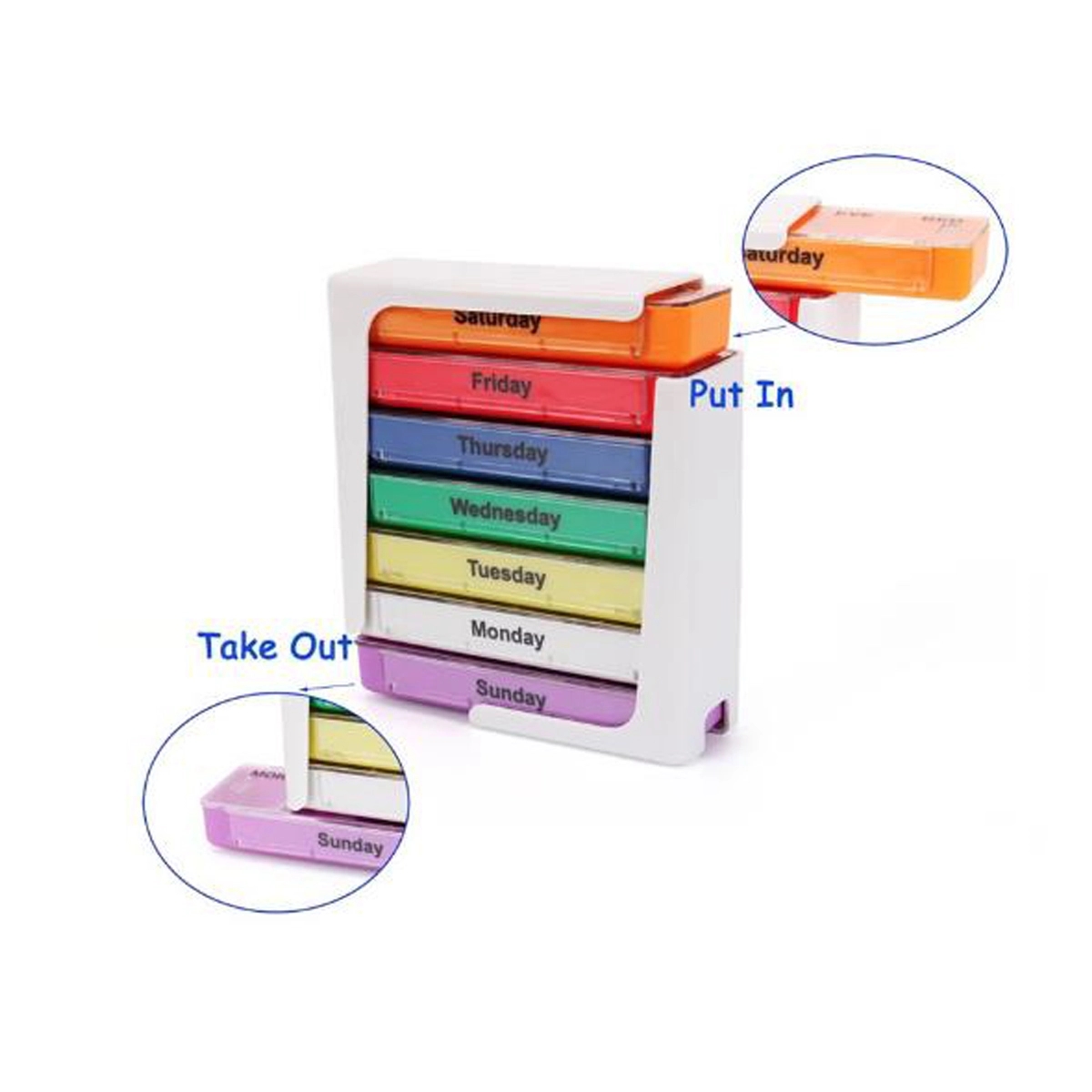 Stackable Daily Pill Organizer 7 Day 4 Times 4