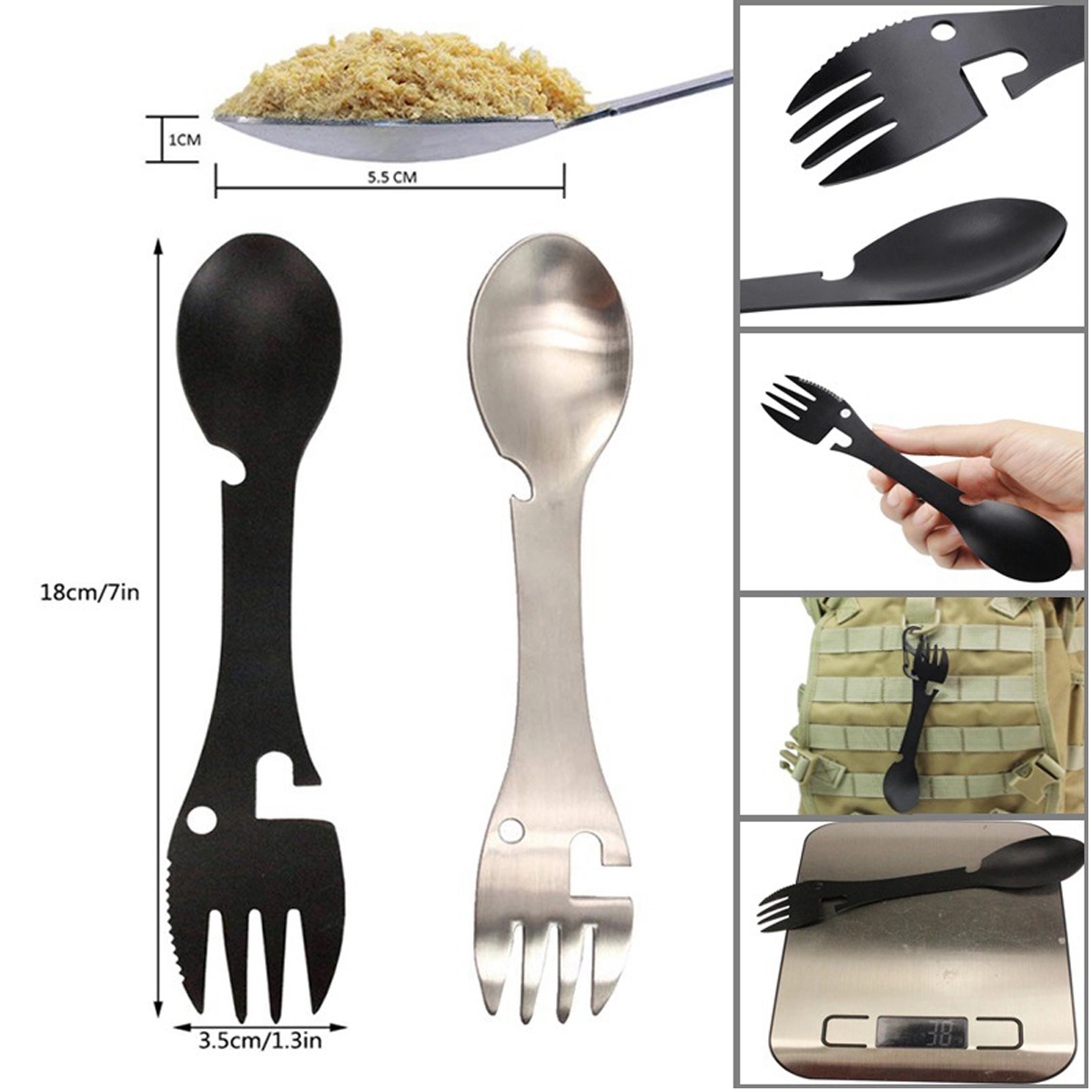 Spork 5 in 1 Utensil Spoon Fork Knife Bottle & Can Opener 2