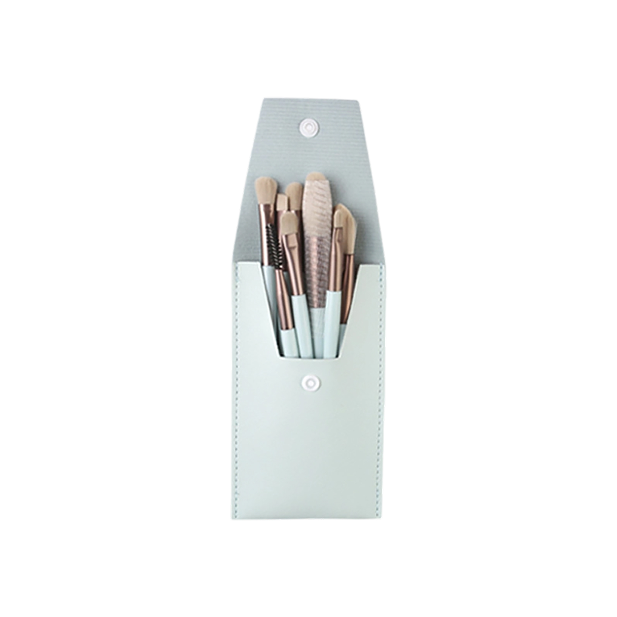 Eight Piece Makeup Brush Set With Zipper Cosmetic Bag 5.12" x 3.15" 6