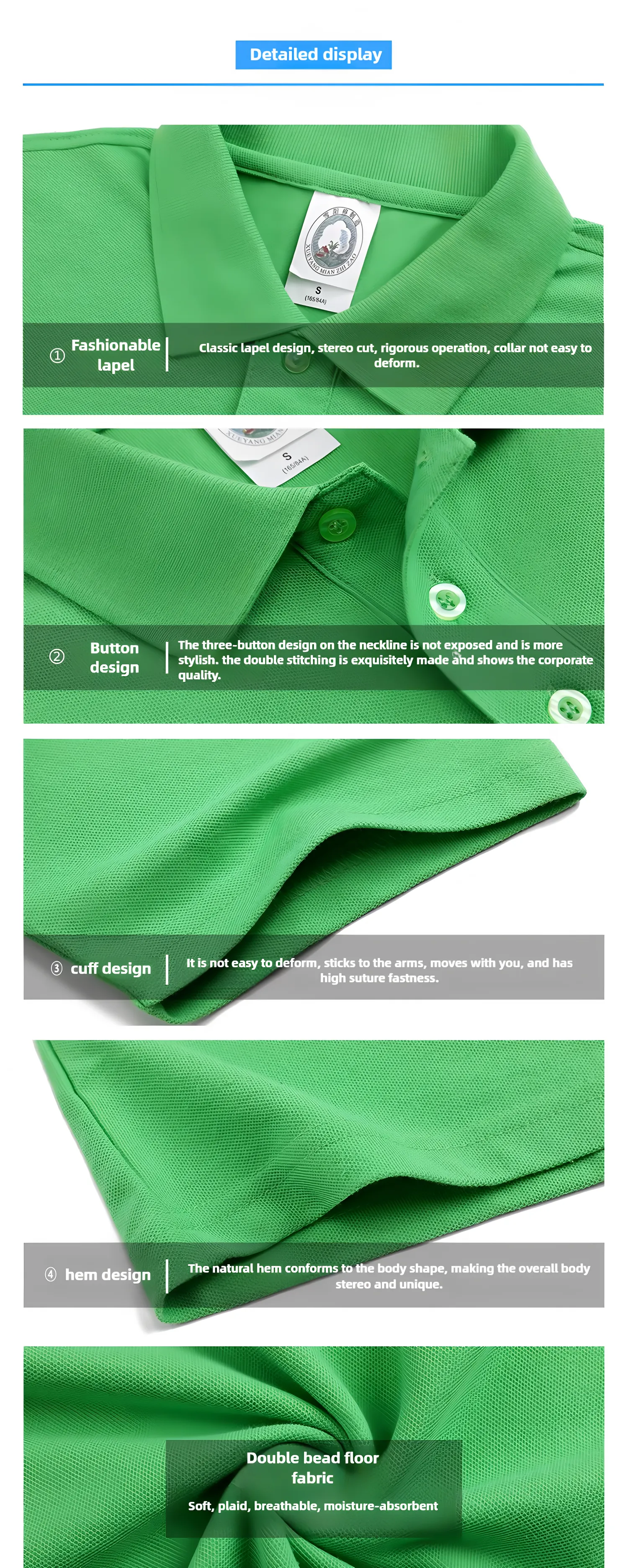 Custom Mens Polo Shirt 170g Cotton Bulk Order Stay Flat Collar Wholesale 1