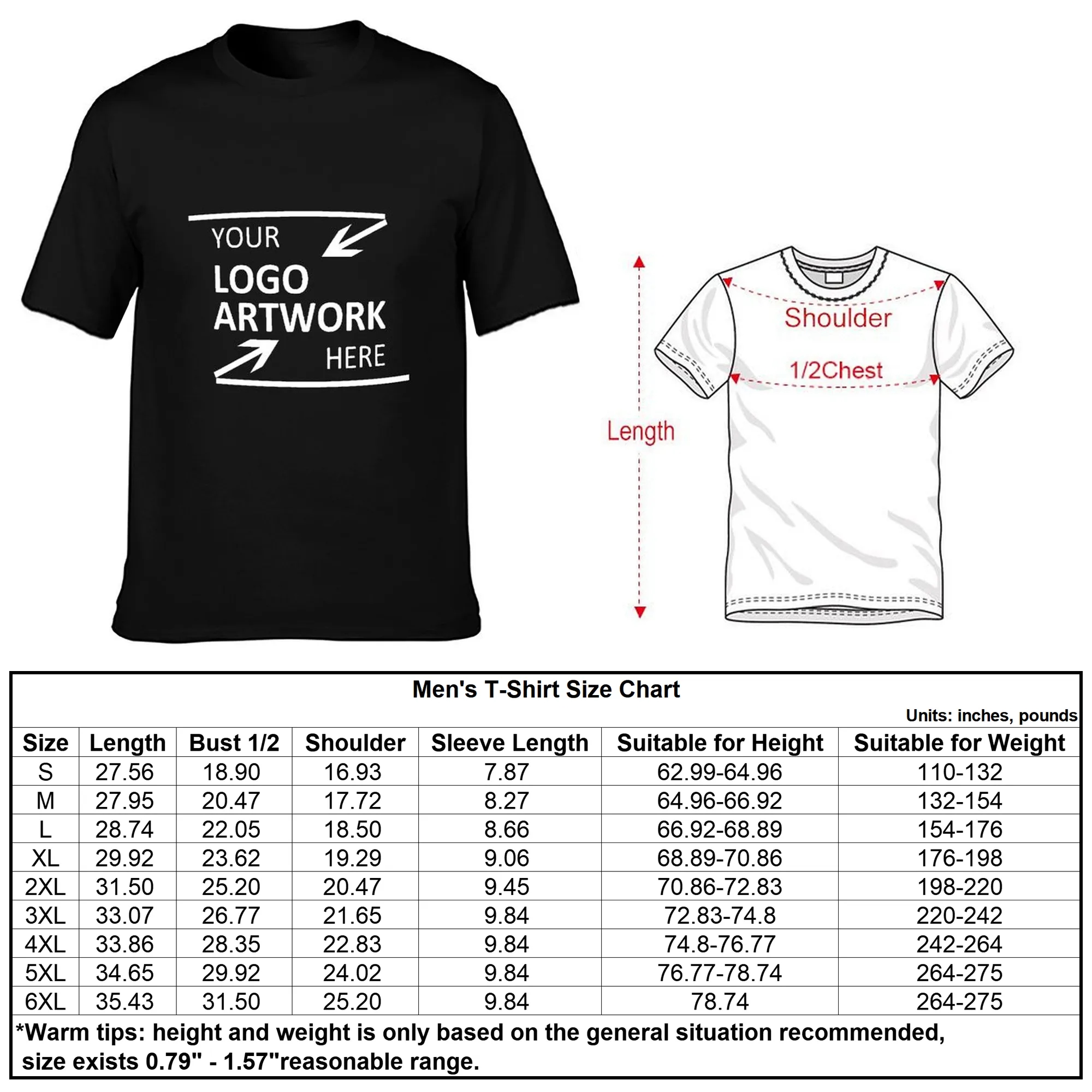 Bulk Custom Logo 160g Cotton Mens T-Shirts Black White Wholesale Plain Tees 4