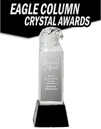 Crystal: 10.5" Eagle Head on Column on black base 2