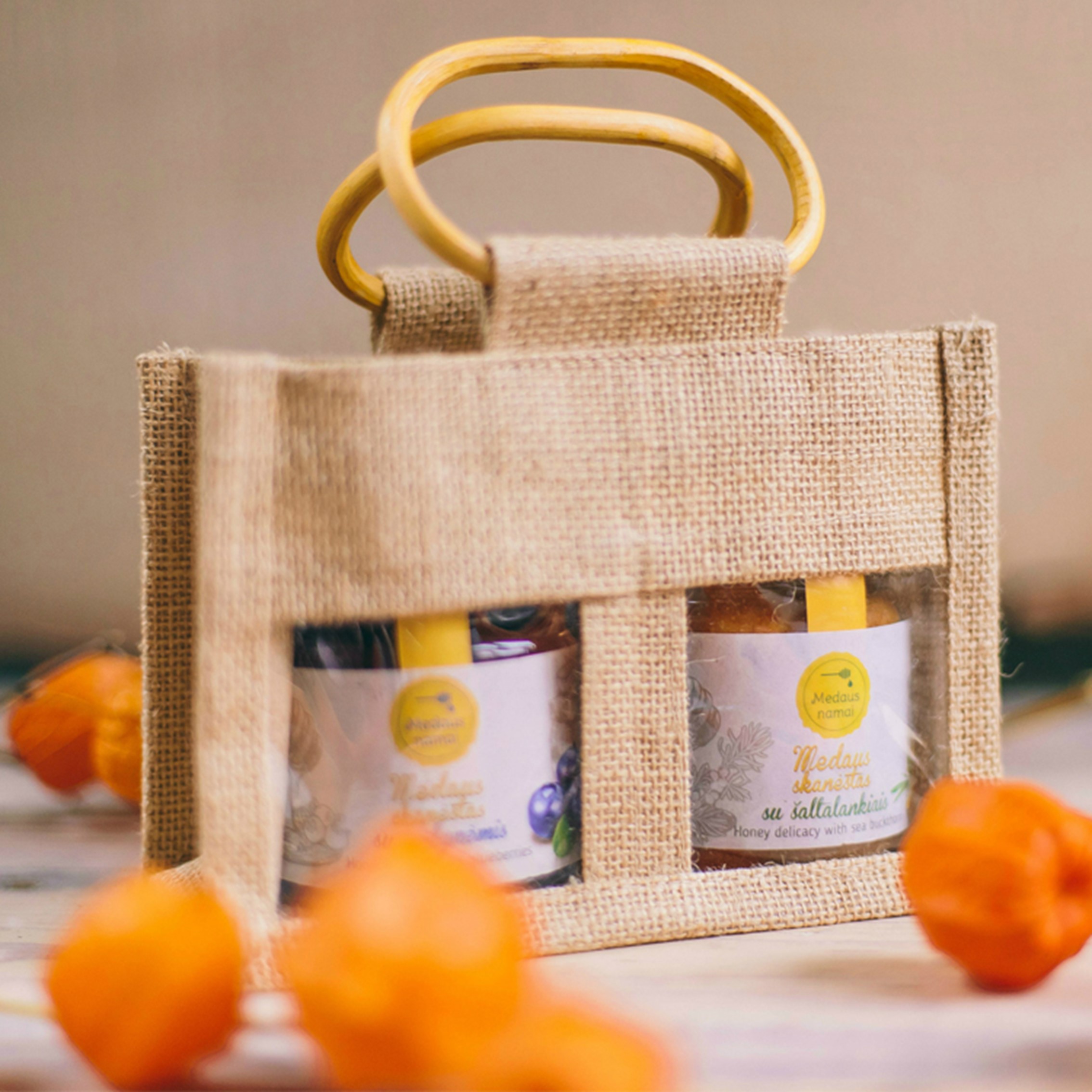 Custom Natural Gift Set Jute Jar Bag 2