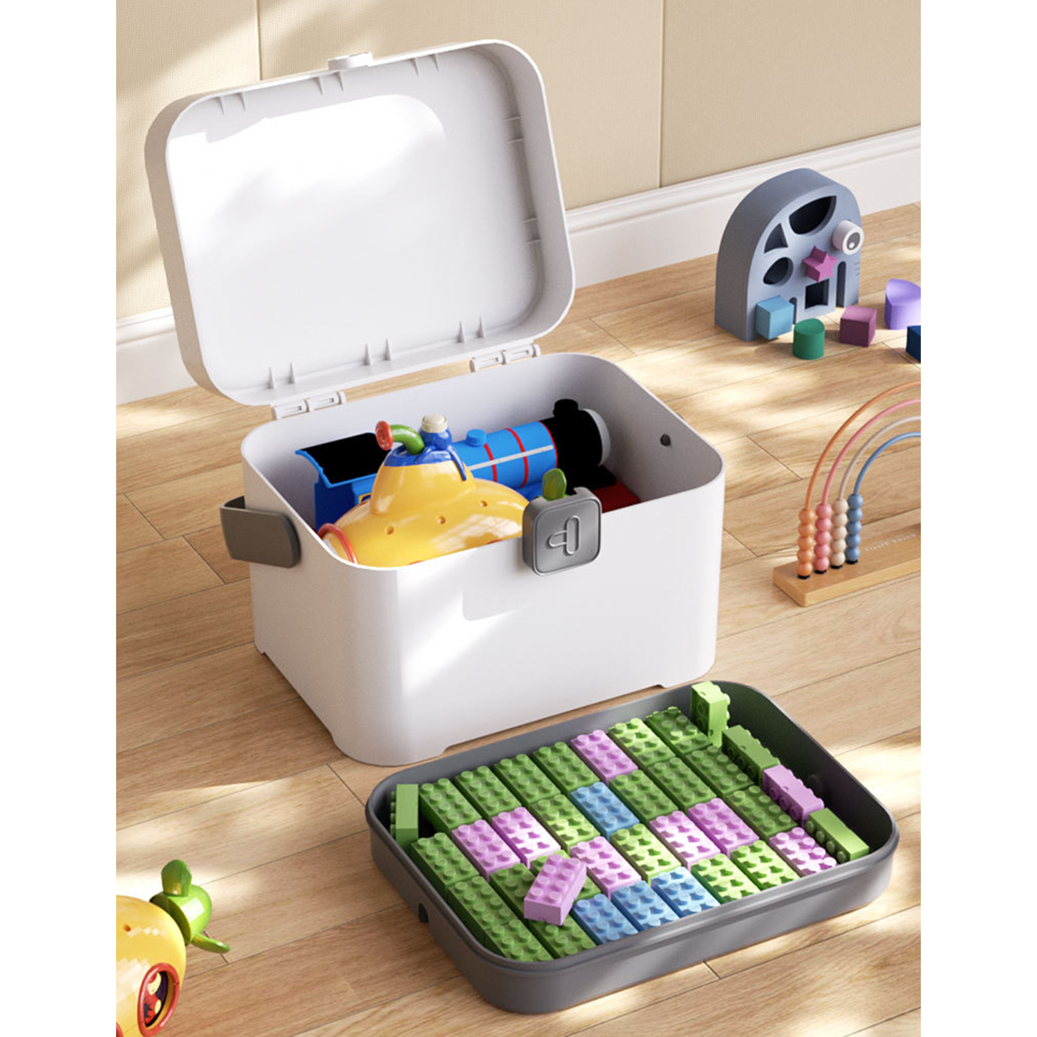 Plastic Two Layers Storage Box with Handle 5
