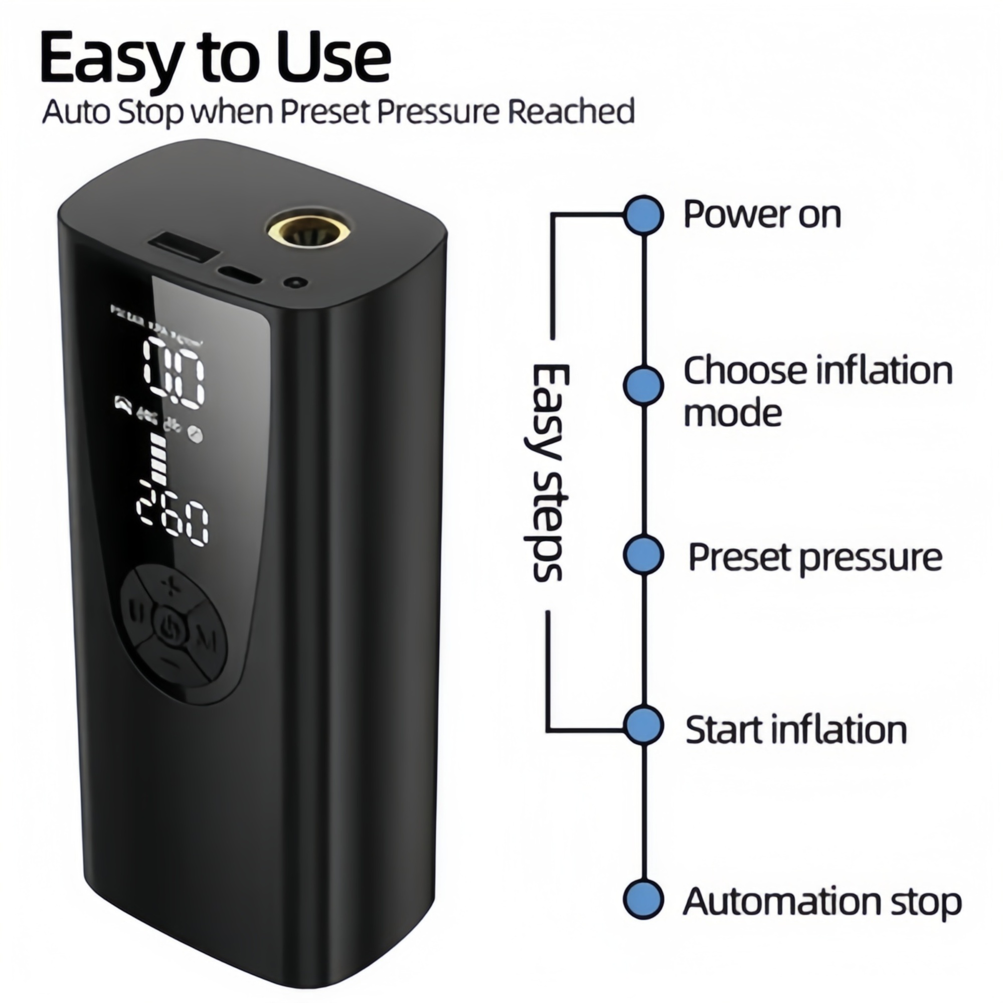 6000mAh Electric Portable Air Pump Tire Inflator Compressor 4