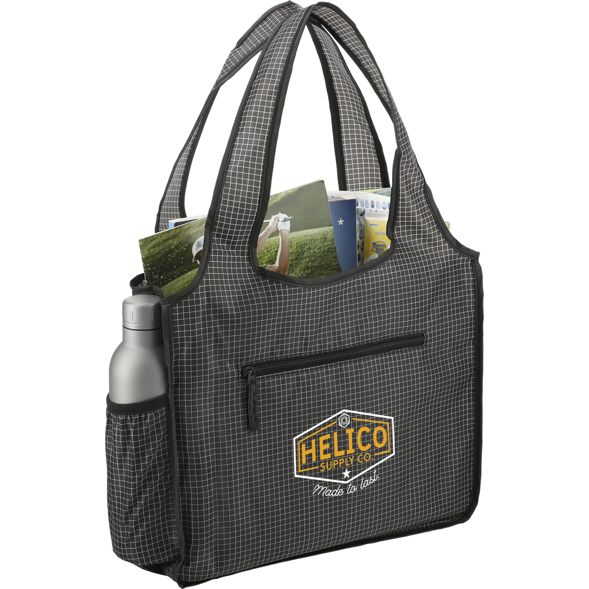 Grid Bungalow Tote, custom tote bag with logo imprint 3