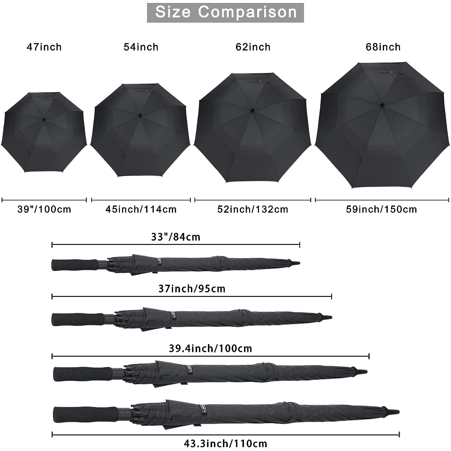 47/54/62/68 Inch Automatic Open Golf Umbrella Oversize Extra Large Double Canopy Vented Windproof Wa 5
