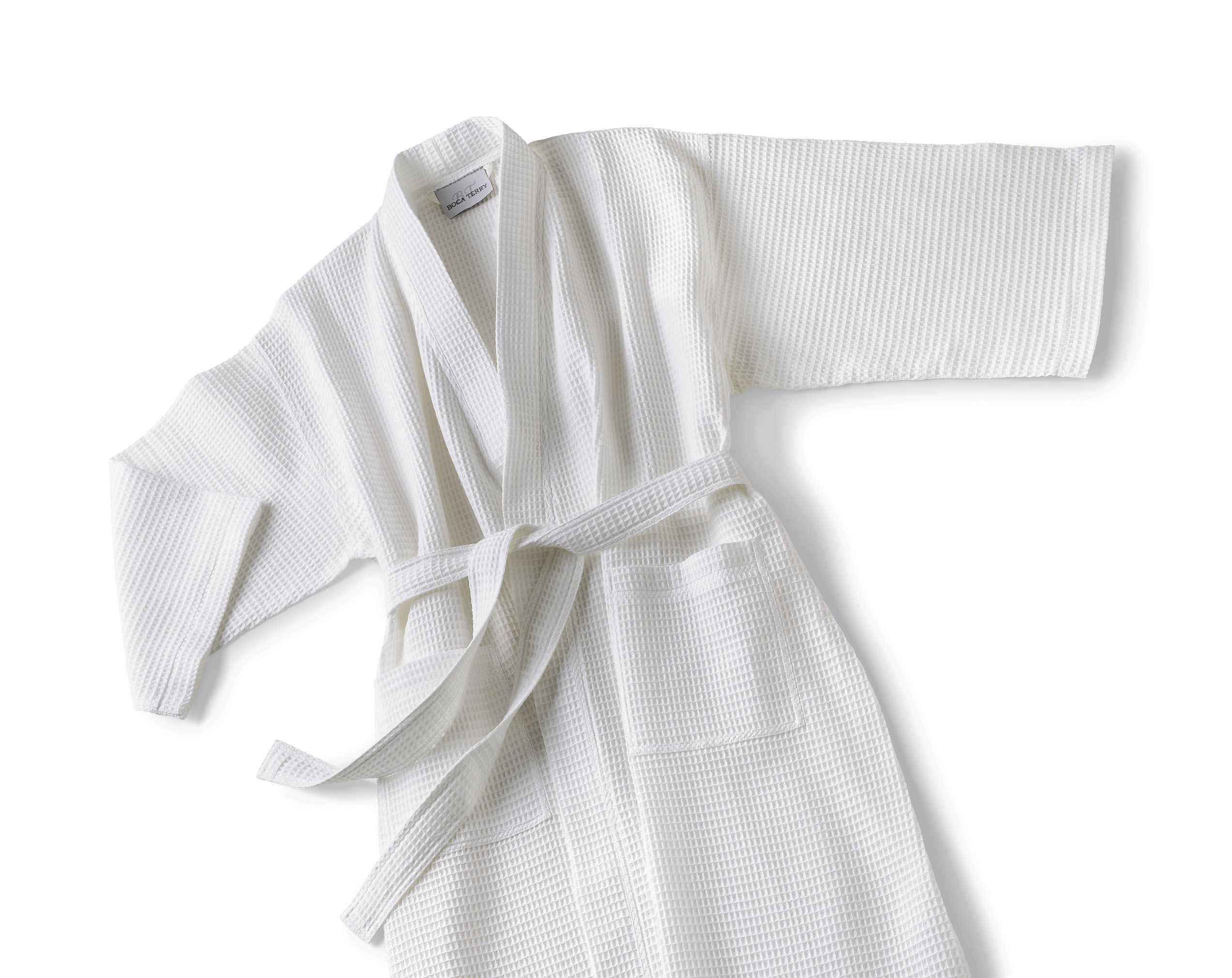 Basic Kimono Collar Cotton / Poly Waffle Bathrobe 3