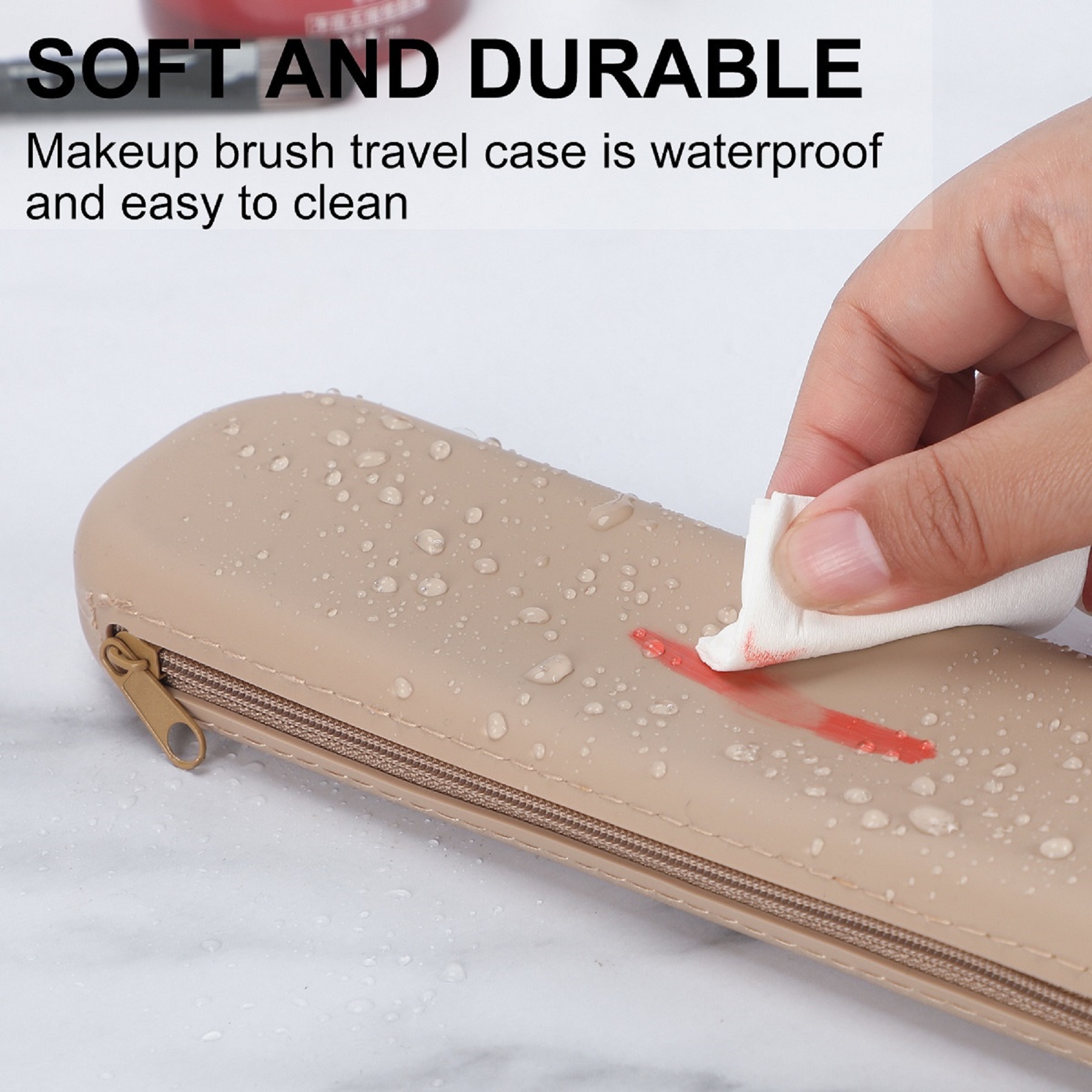 Silicone Travel Makeup Bag with Built-in Mirror 5