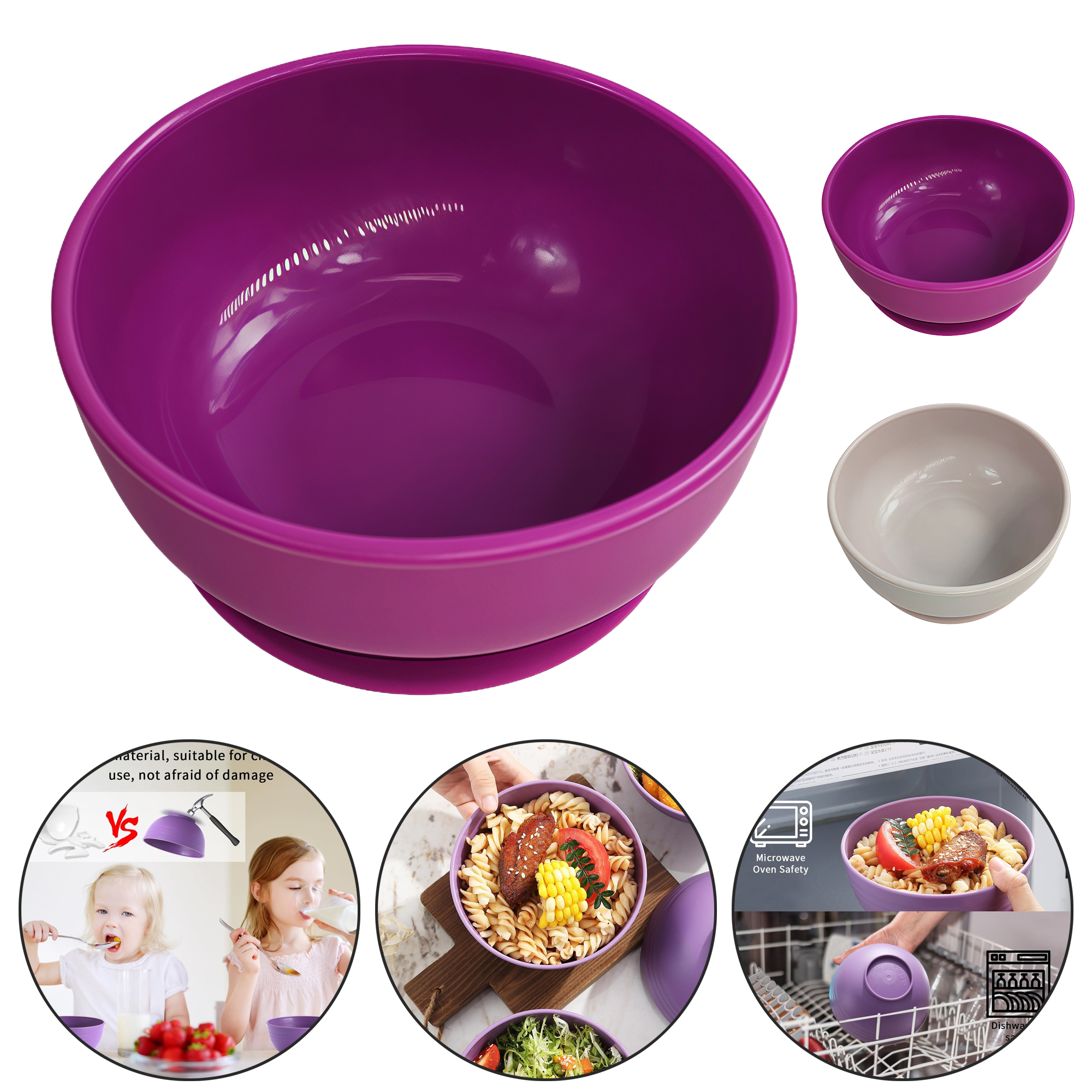 Round Silicone Baby Bowl with Suction Base 3