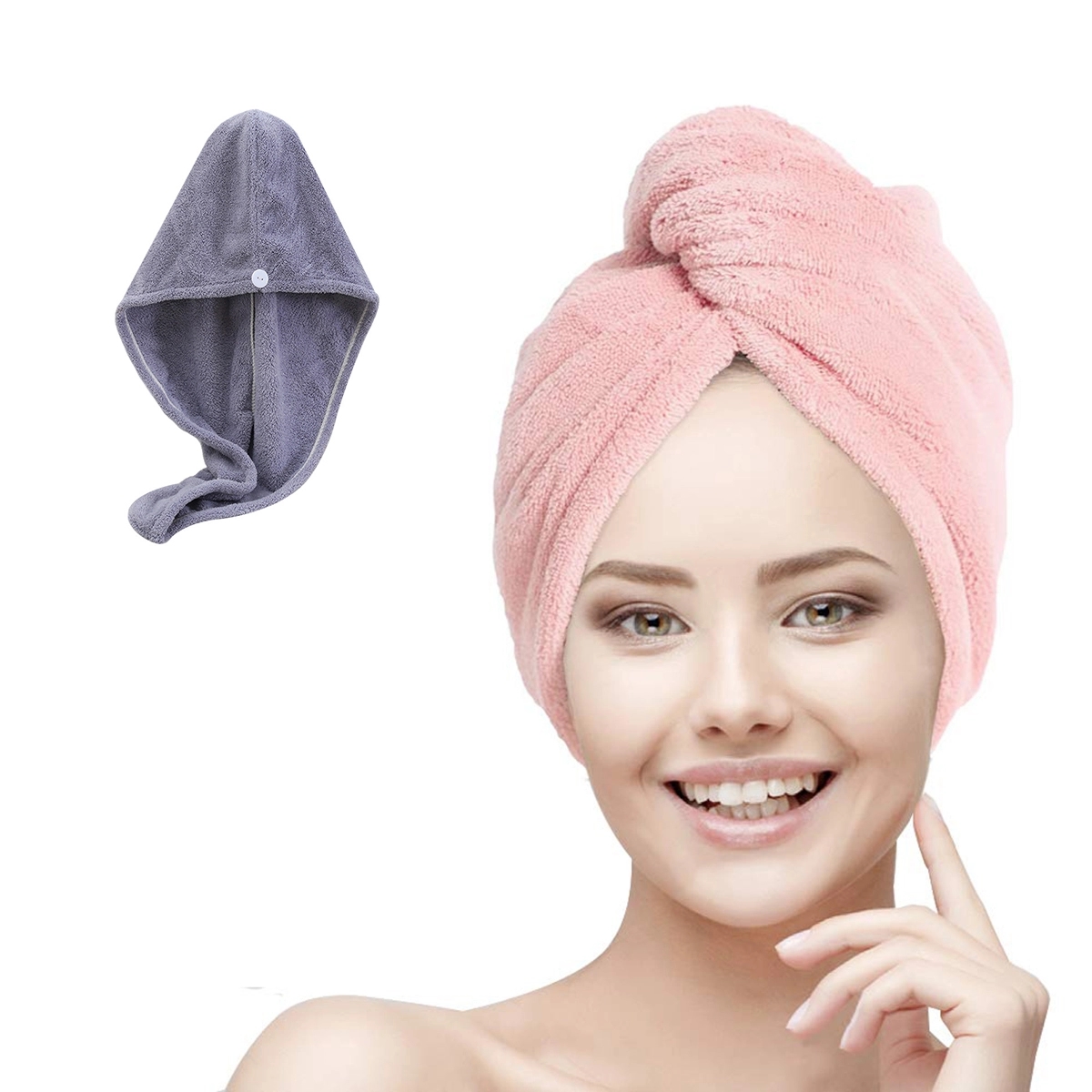 Coral Velvet Quick Dry Hair Cap Towel Swrap 2