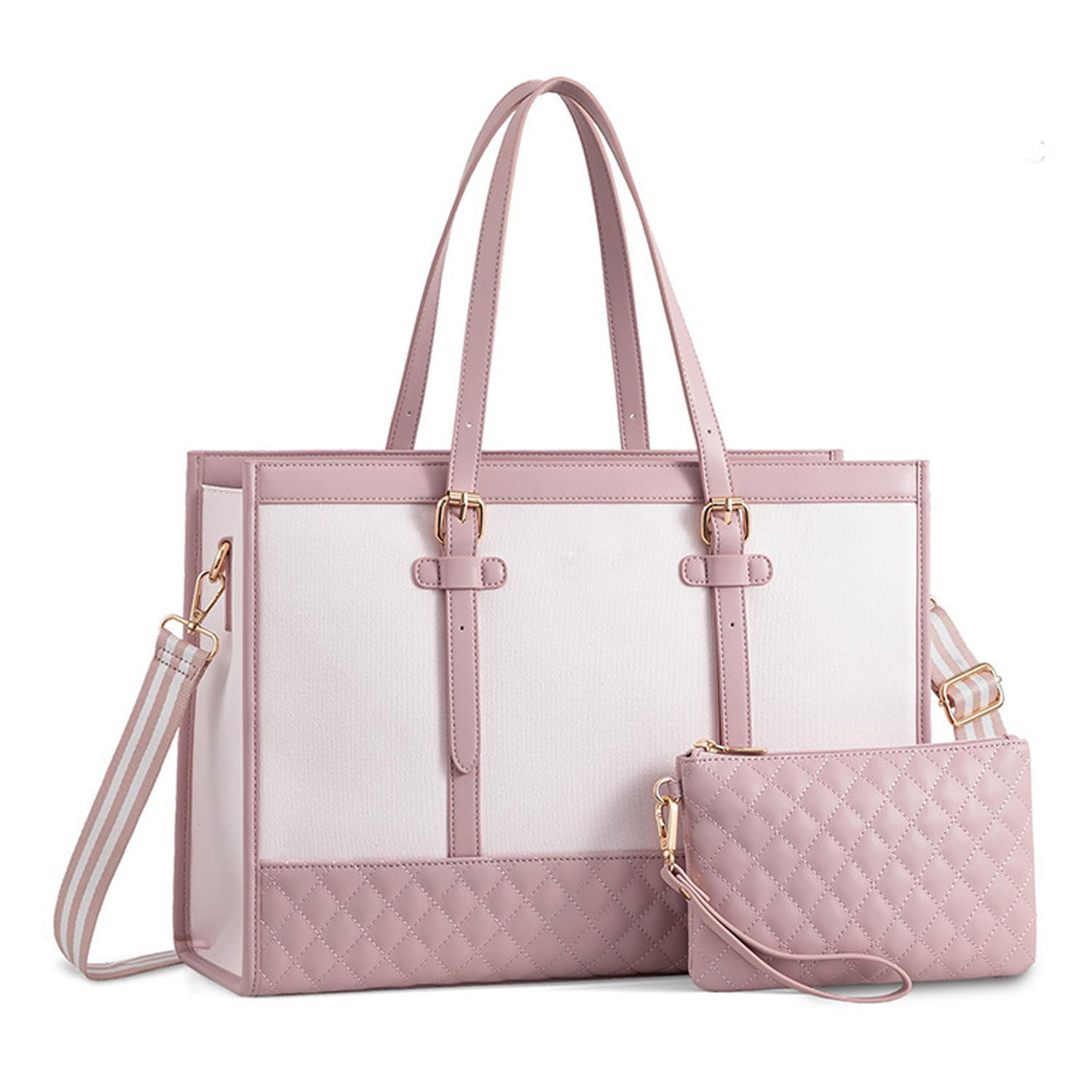 Waterproof PU Leather Laptop Tote Bag w/ Wallet 5