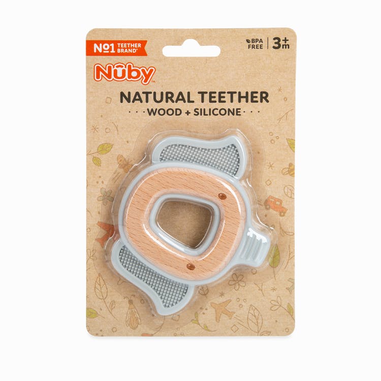 Nuby Natural Teethers - Elephant Wood & Silicone 1