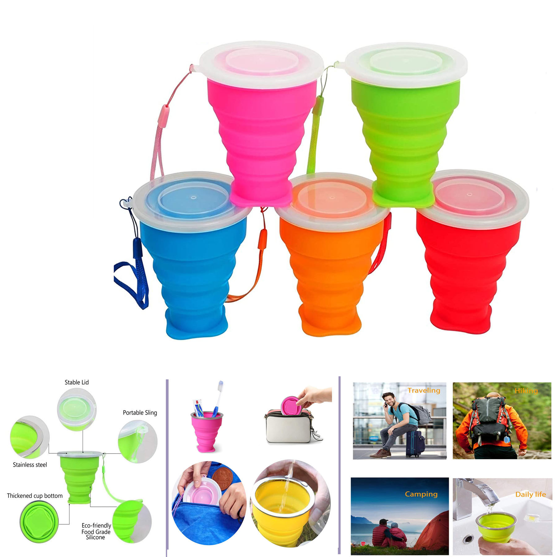 Folding Travel Cups Silicone Cups Camping cups 2