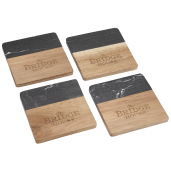 Black Marble and Wood Coaster Set 11