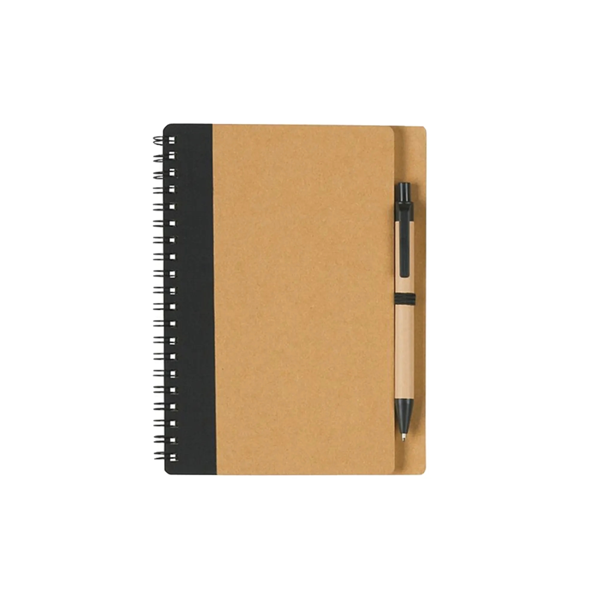5" x 7" Soft Cover Kraft Spiral Notebook With Pen In Holder 2