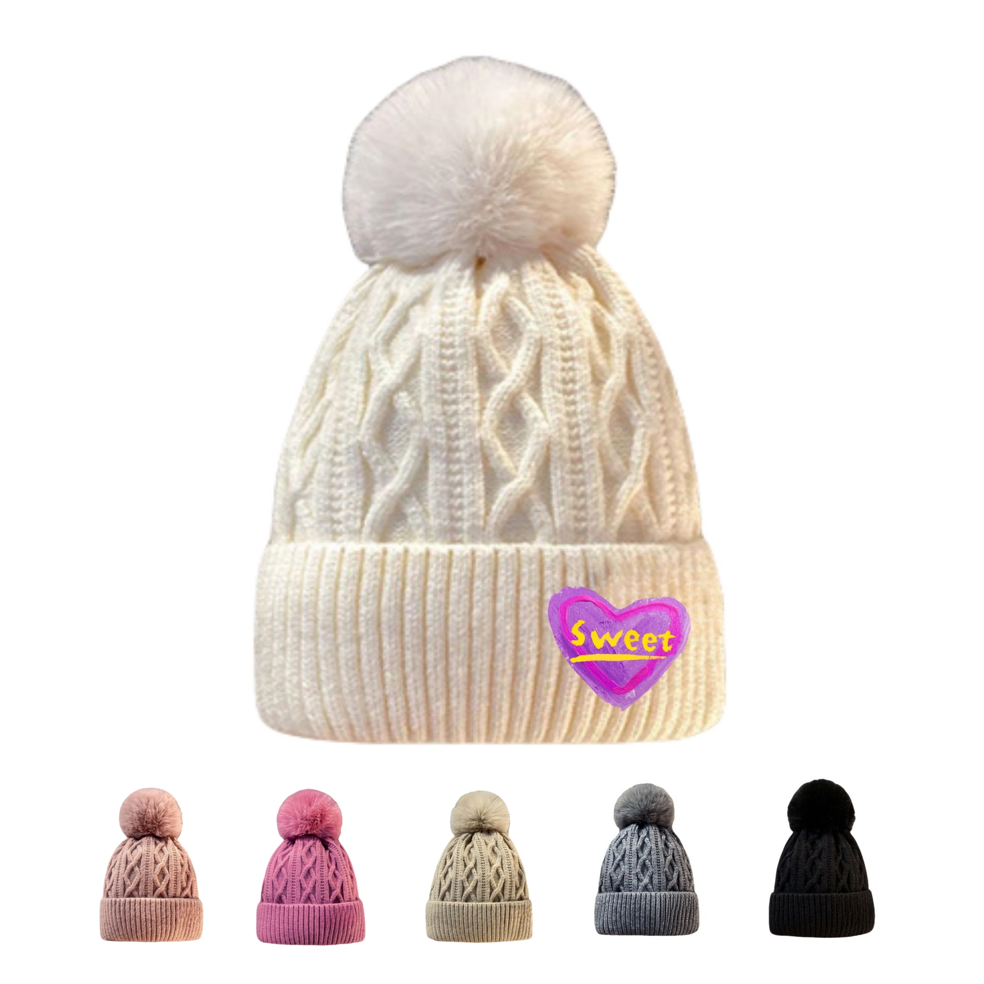 Women Winter Pompom Beanie Hat 3