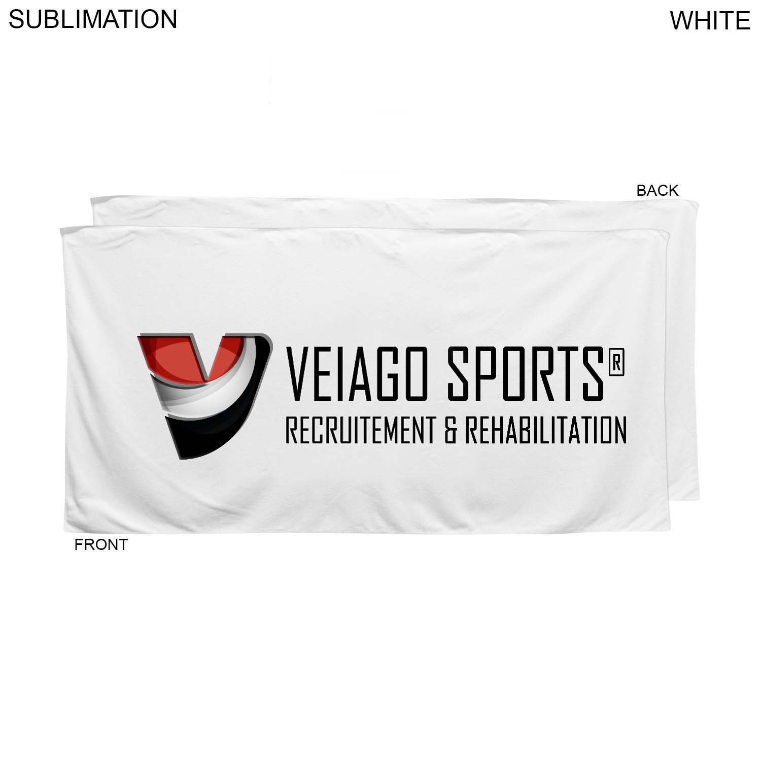 Plush and Soft White Velour Terry Cotton Blend Shower Towel, 24x48, Sublimated Full color logo 2
