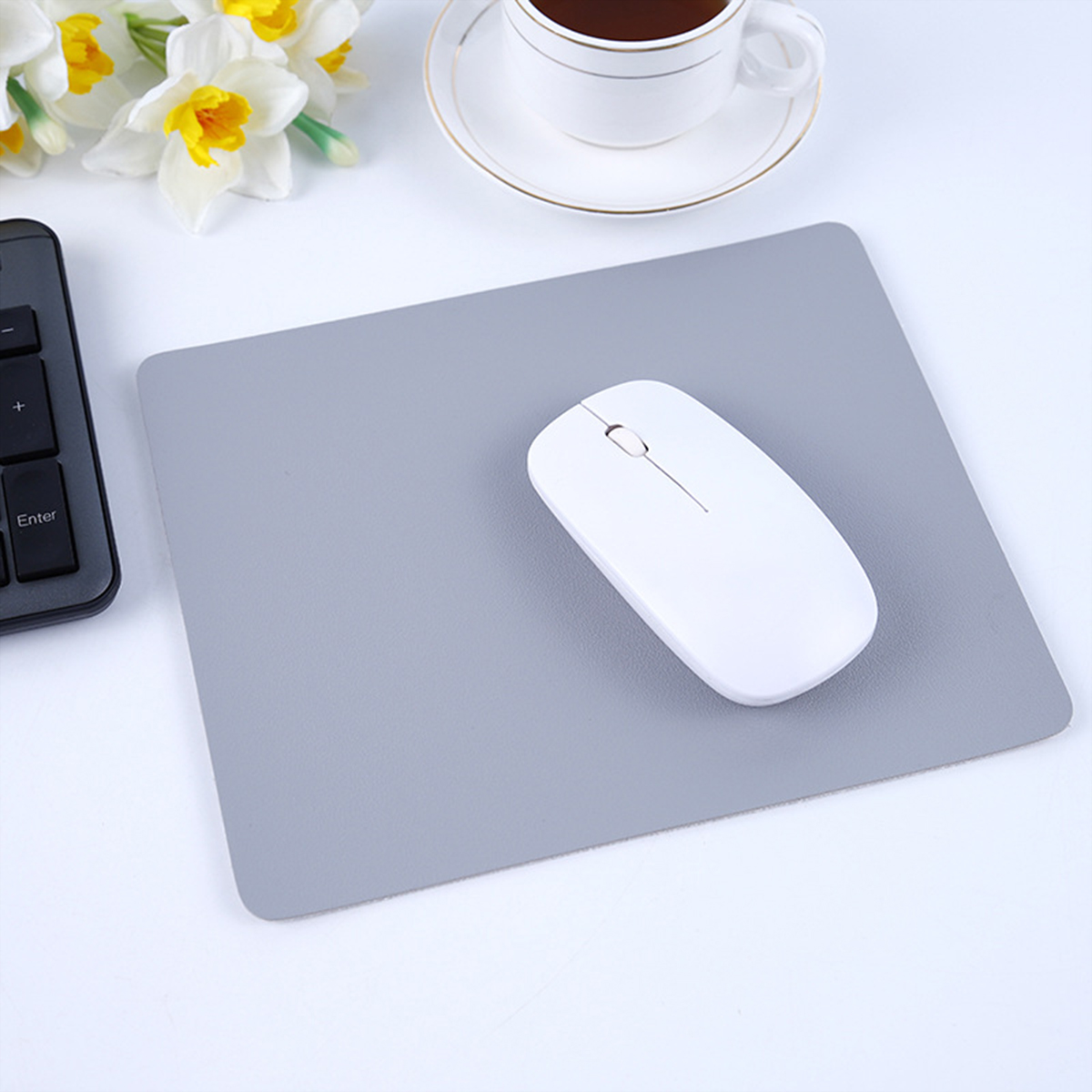 Leather Mouse Pad Small Waterproof Solid Color Simple 3