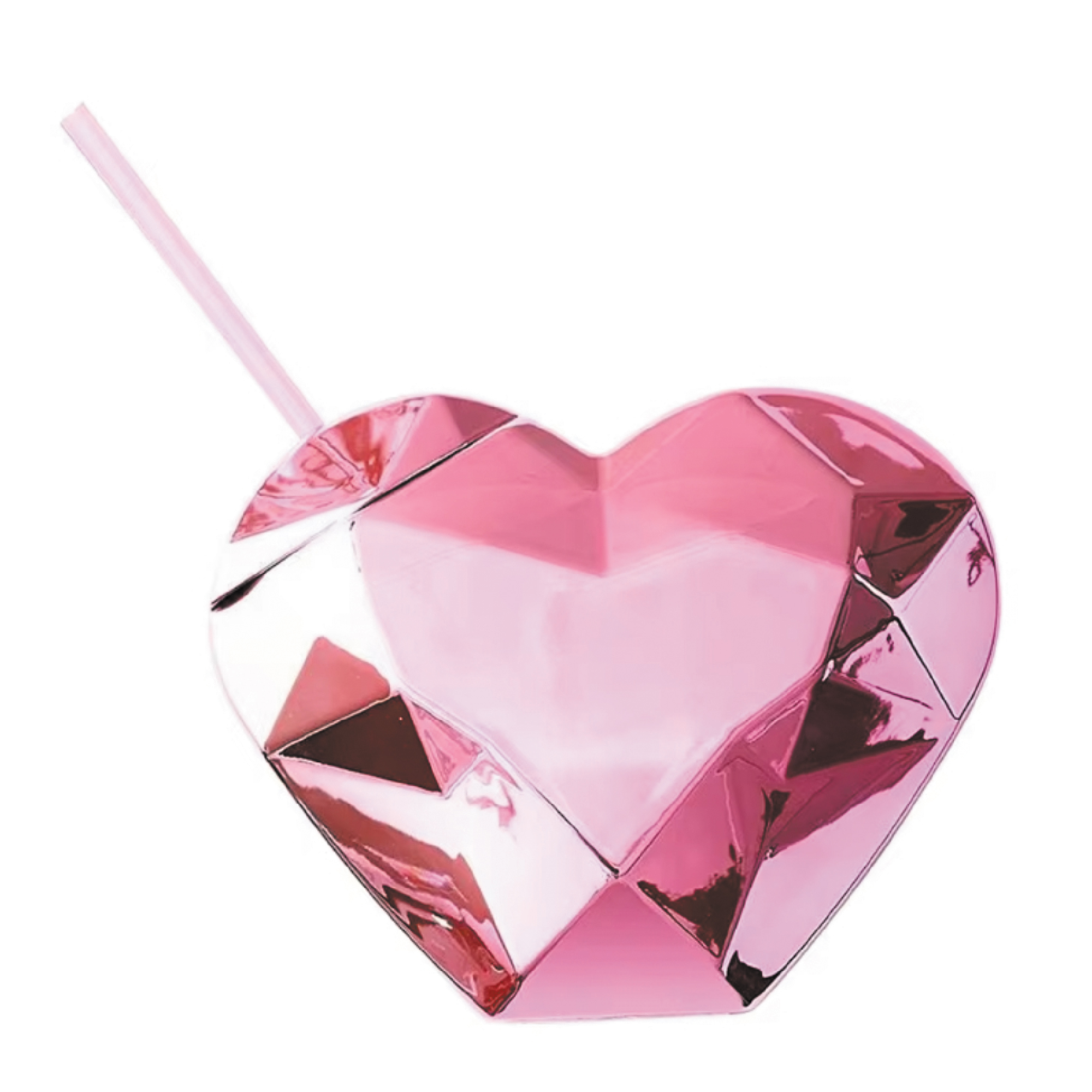 20Oz Plastic Cocktail Heart Shaped Tumbler DiscoBall Cup with Straw and Lid 4