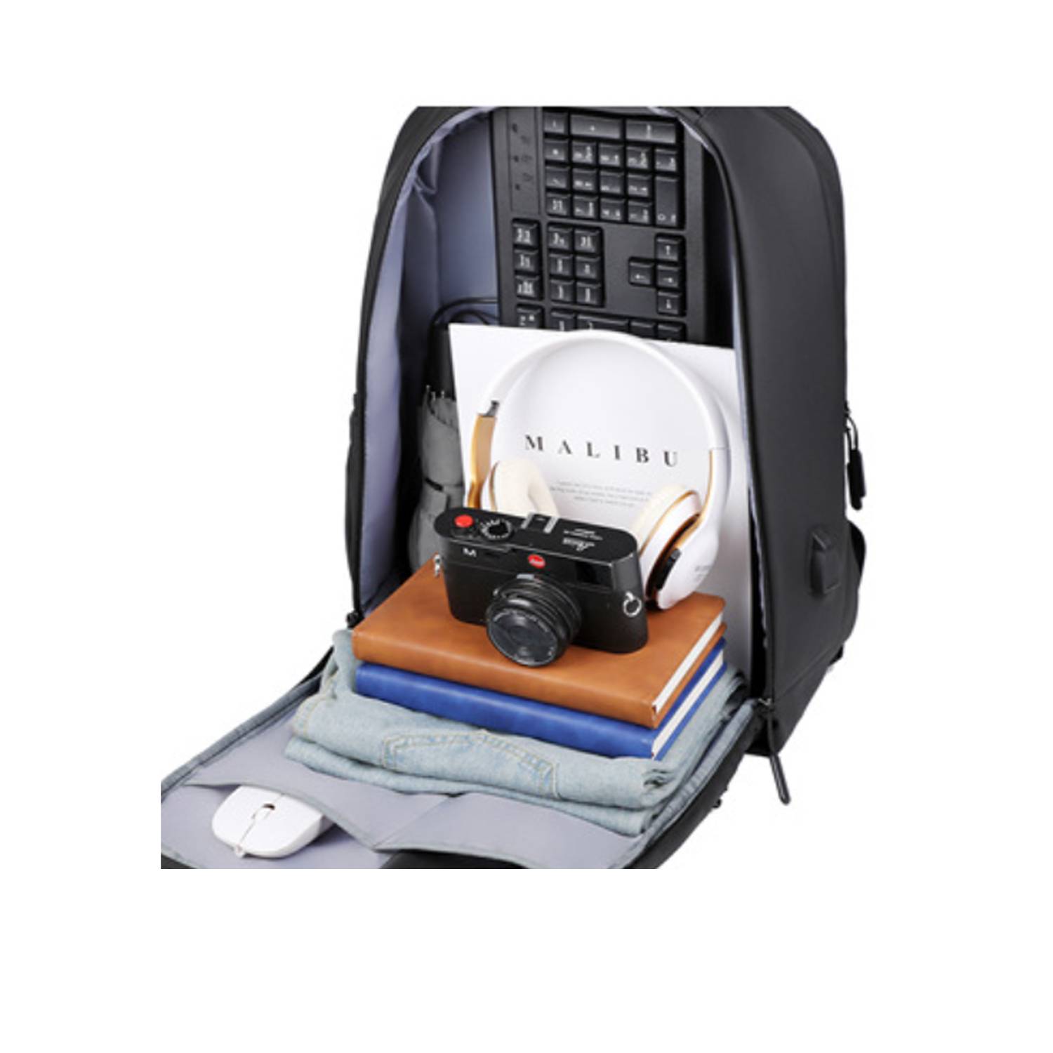 Nylon Large Capacity Travel Backpack With Usb Charging Port 2
