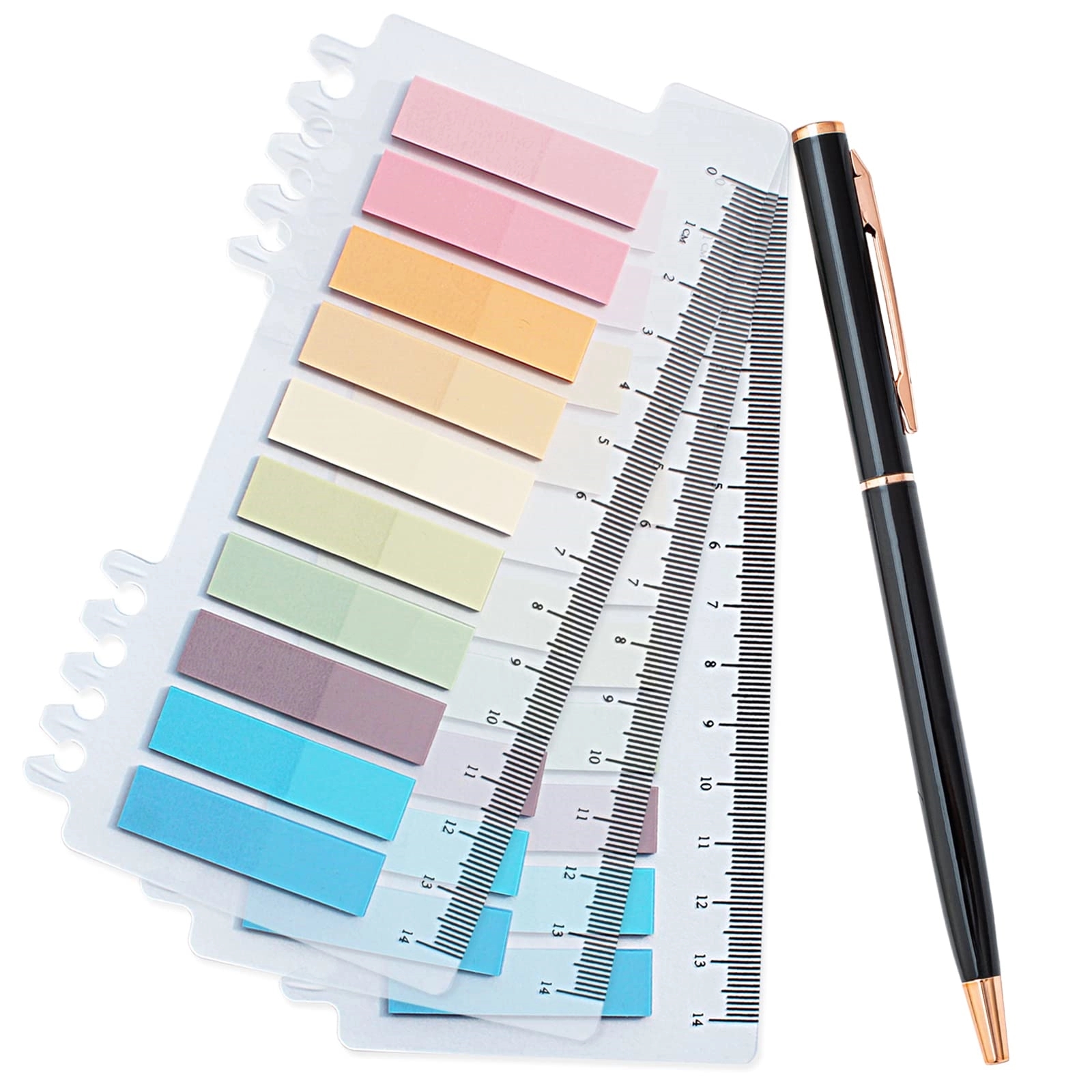3 PCS Sticky Note Tabs Ruler with Pen Set 2