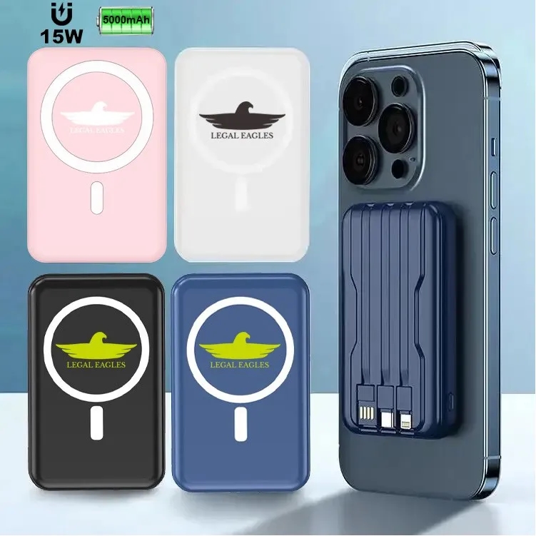 5000mAh Magnetic Power Bank and Wireless Charger 15W w/Cable 4