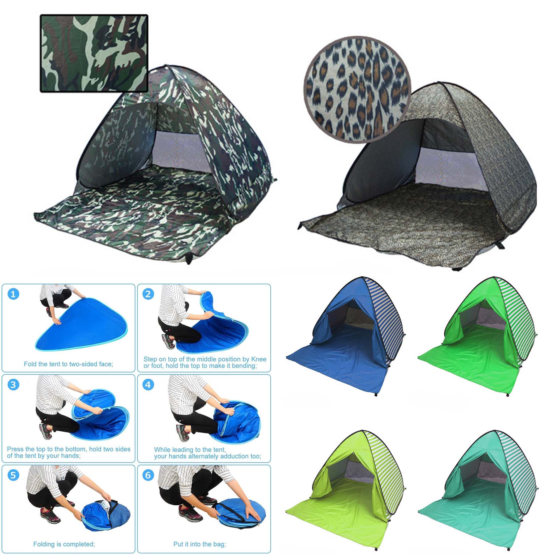 Automatic Pop Up Portable Outdoors Family Beach Tent 1