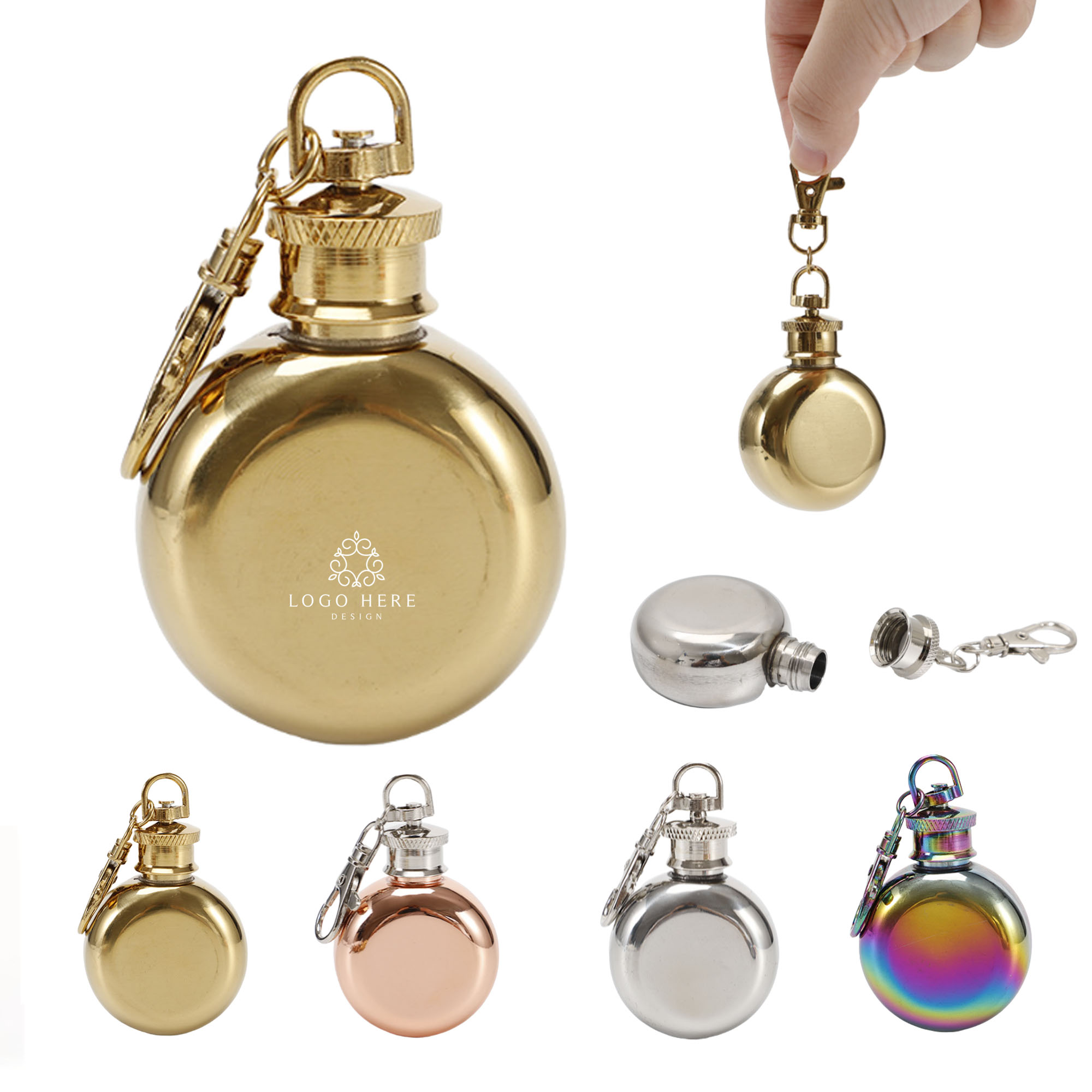 1Oz Portable Multi-Colored Round Flask 1