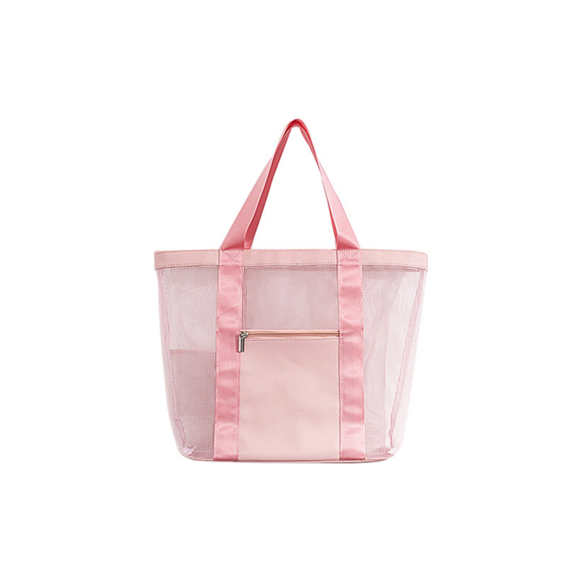 Foldable Mesh Beach Shoulder Bag with Front Zipper Pocket 6
