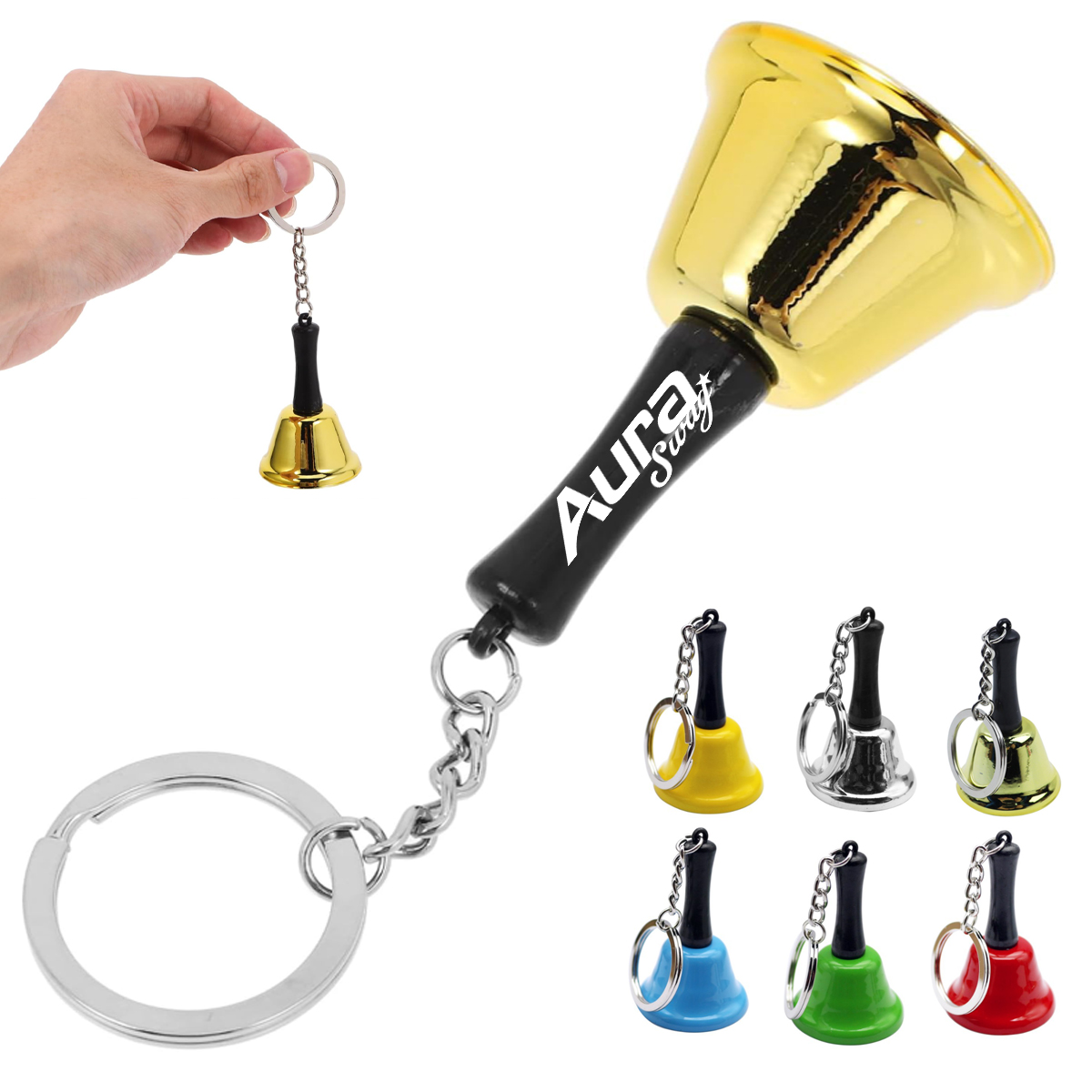Mini Metal Hand Bell Keychain for Novelty & Events 7