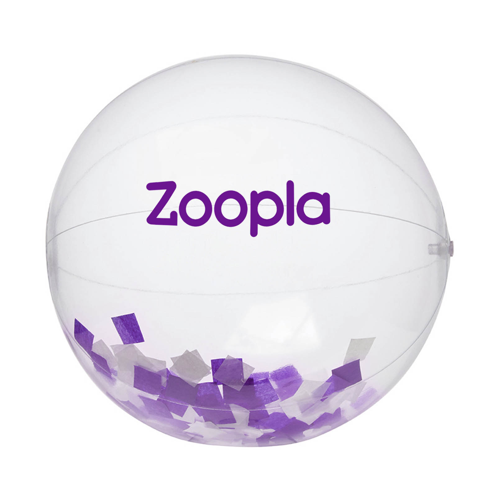 16" Purple and White Confetti Filled Round Clear Beach Ball 3