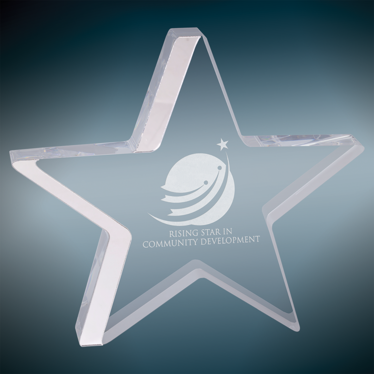 7.75" x 7" Silver Star Acrylic Award