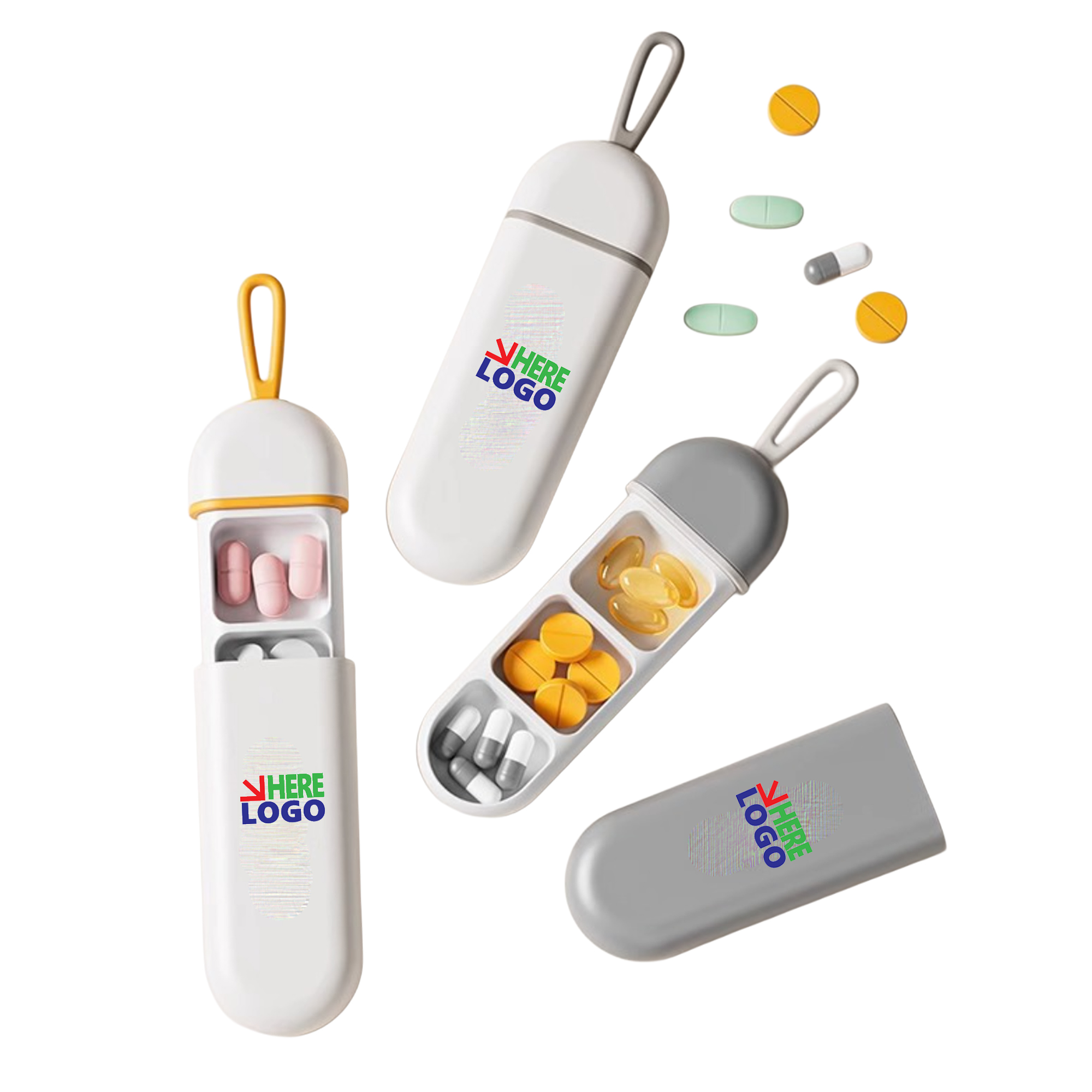 Mini Three Compartment Pill Box With Lanyard MOQ 50 3