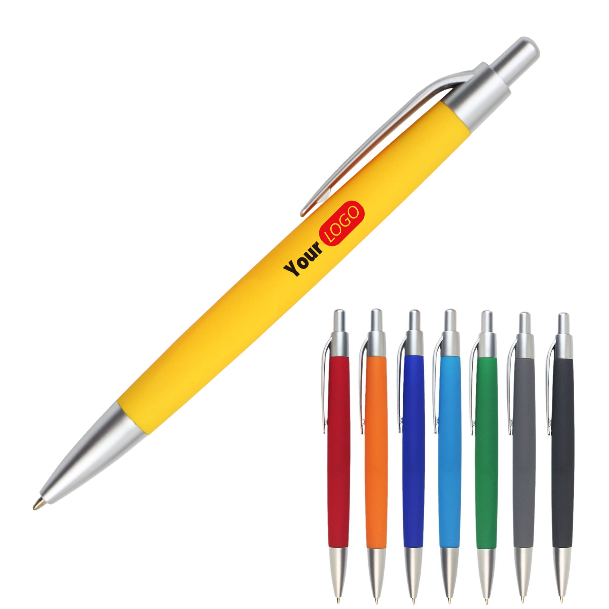 Glued Plastic Click Ballpoint Pen With Logo 2