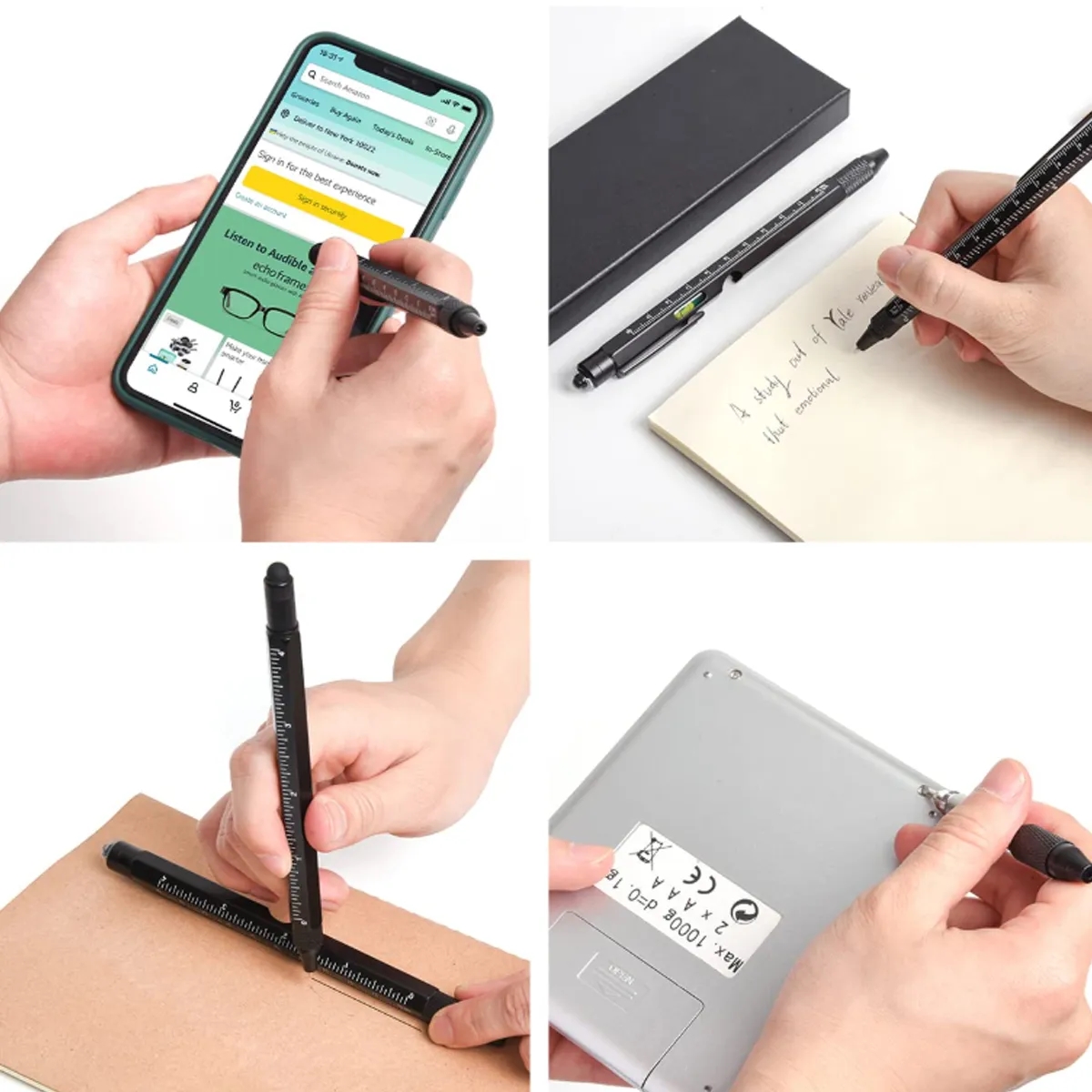 Multi Tool Pen w/ Stylus Ruler Light Screwdriver Opener Set 4