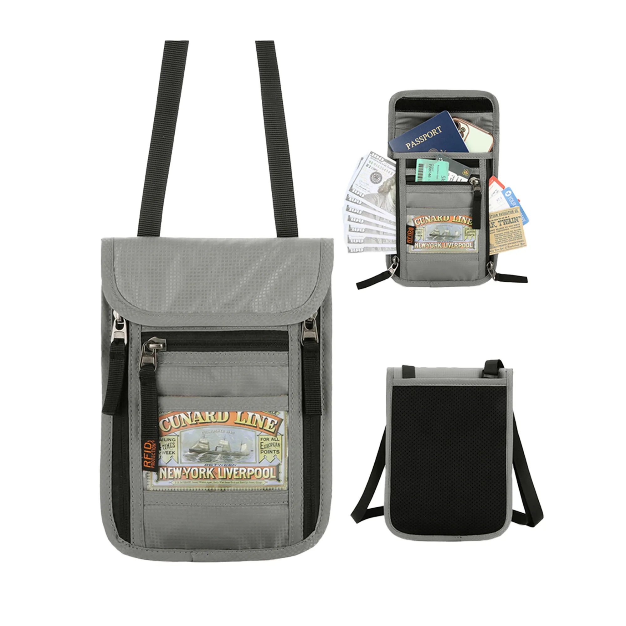 RFID Blocking Passport Holder Neck Pouch 3