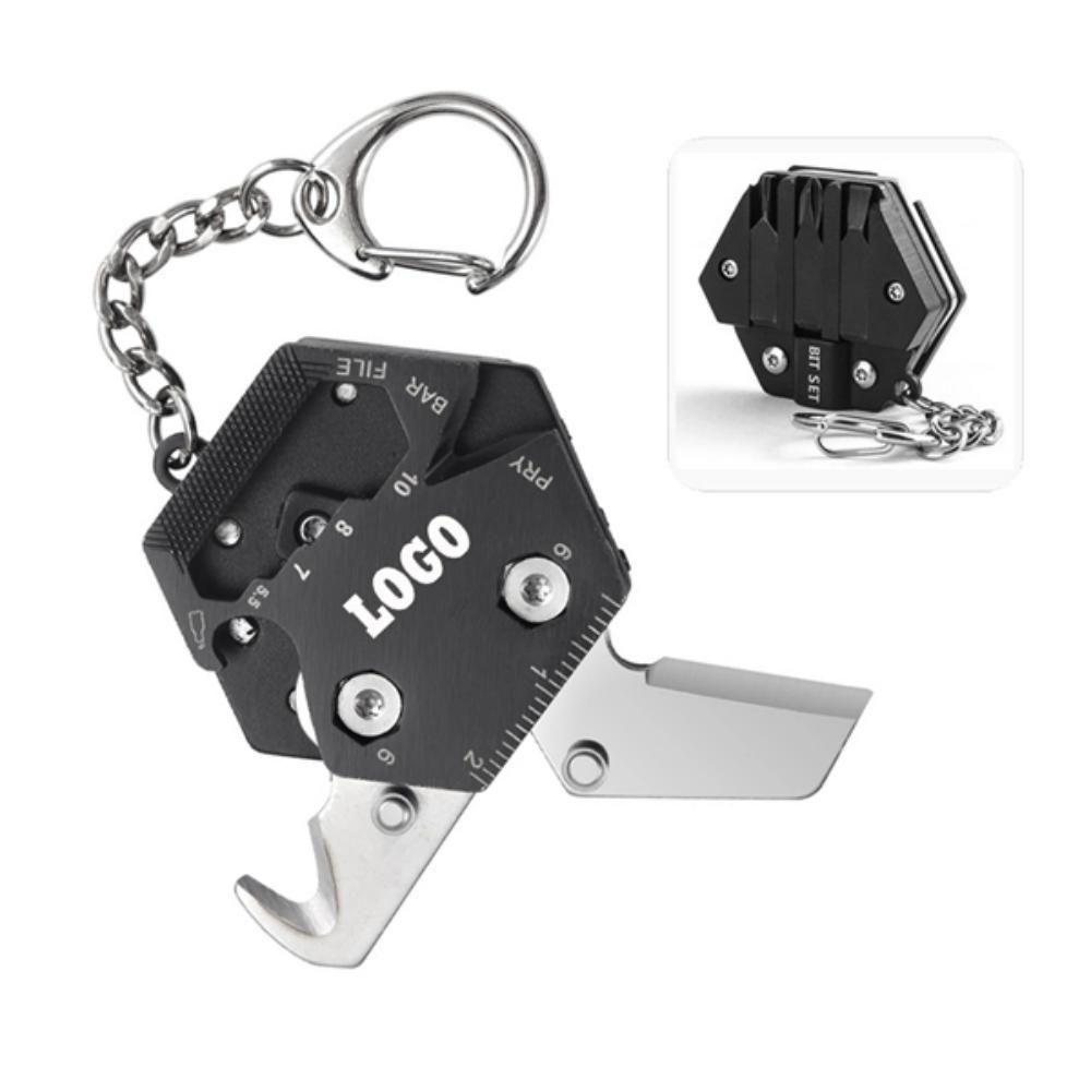Mini Multifunctional Hexagon Coin Knife Keychain 1
