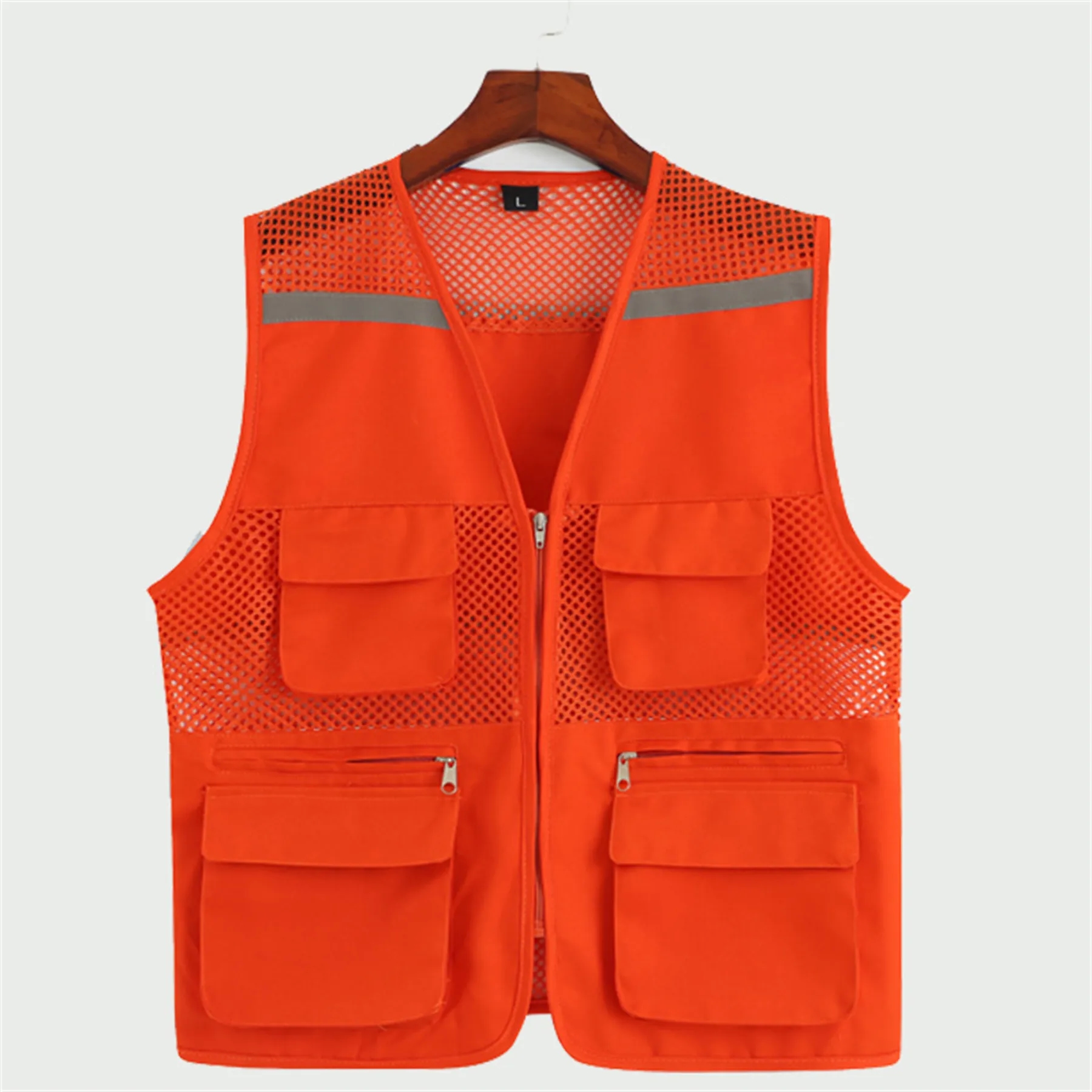 Reflective Safety Vest with Pockets and Zipper 10