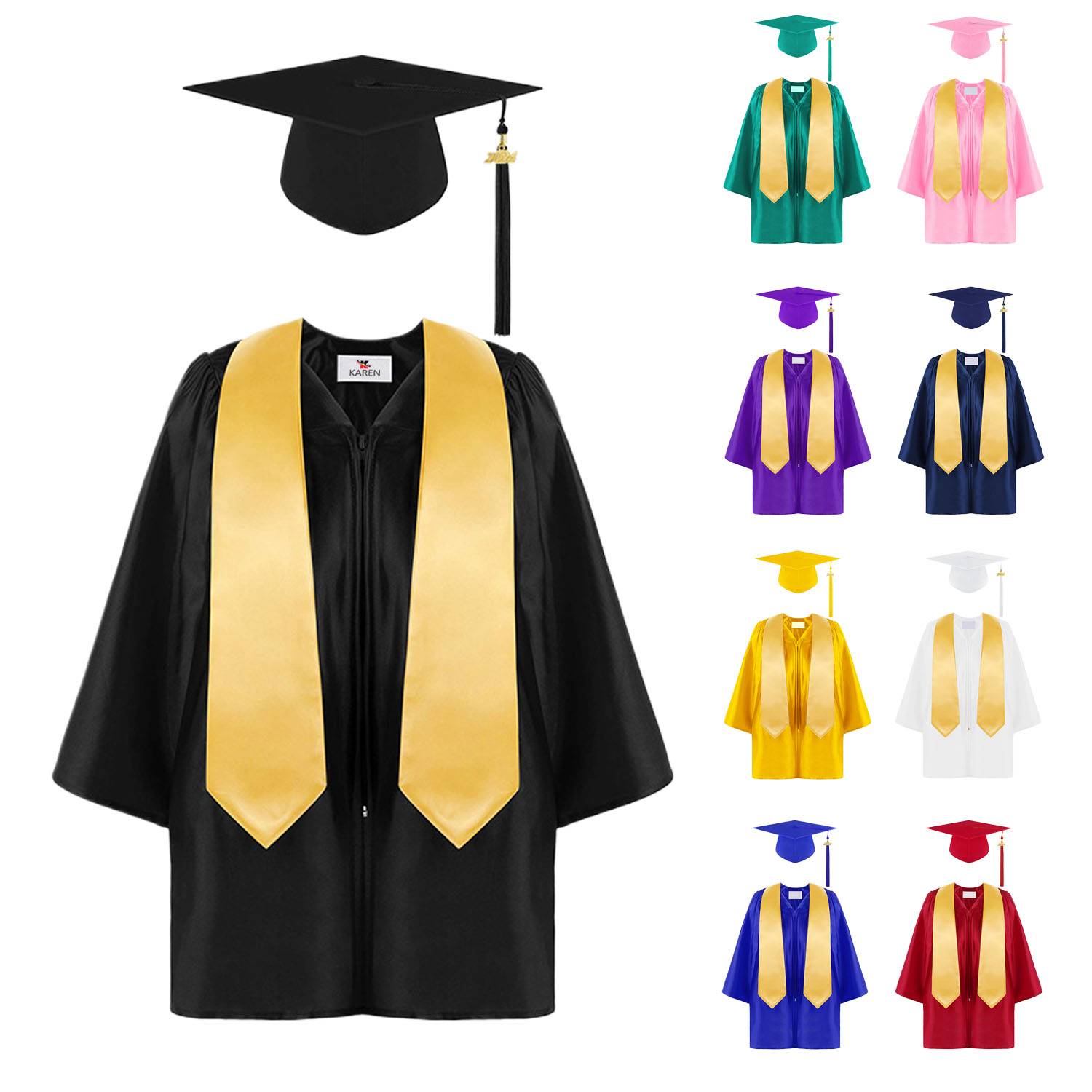 Unisex Classic Polyester Graduation Gown Cap Tassel Set 18