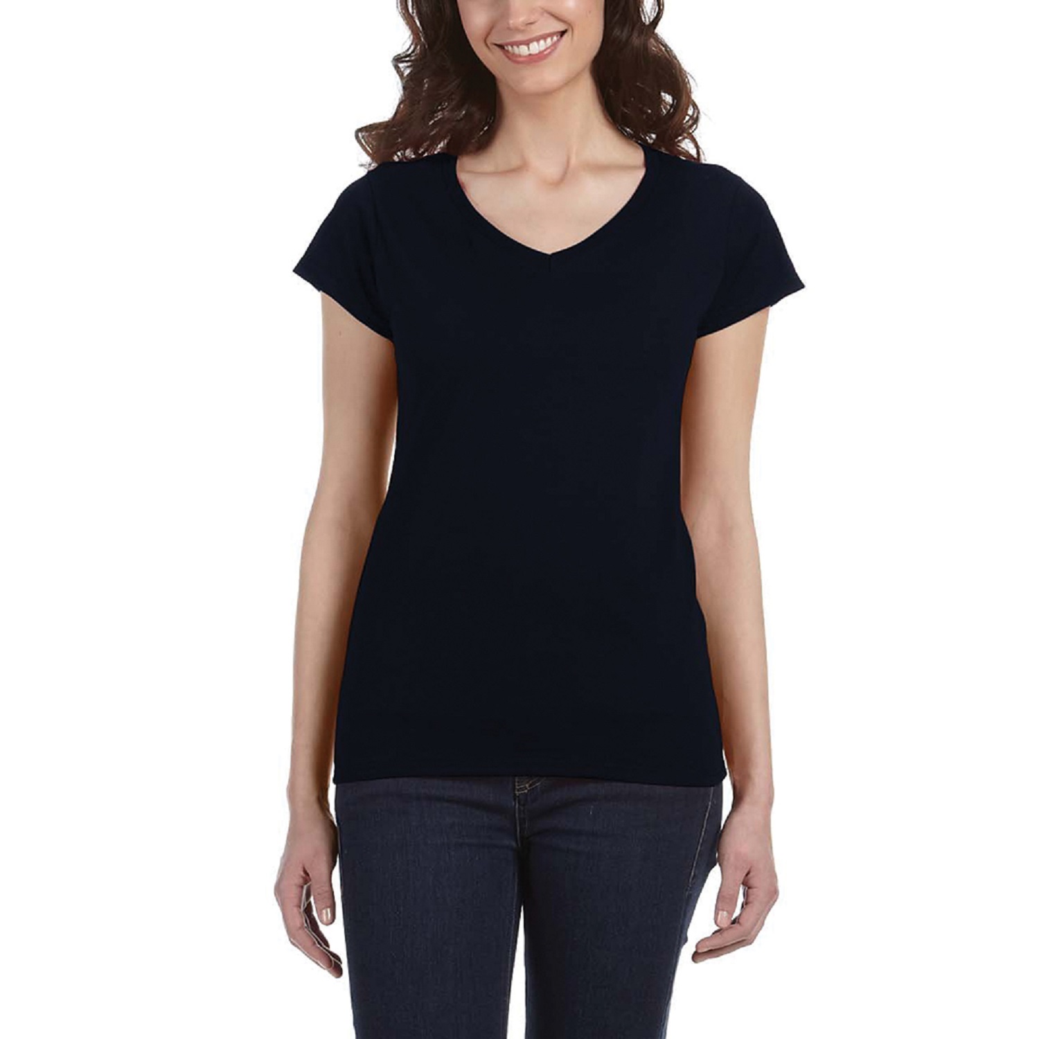 Ladies Preshrunk Cotton V-Neck T-Shirt 13