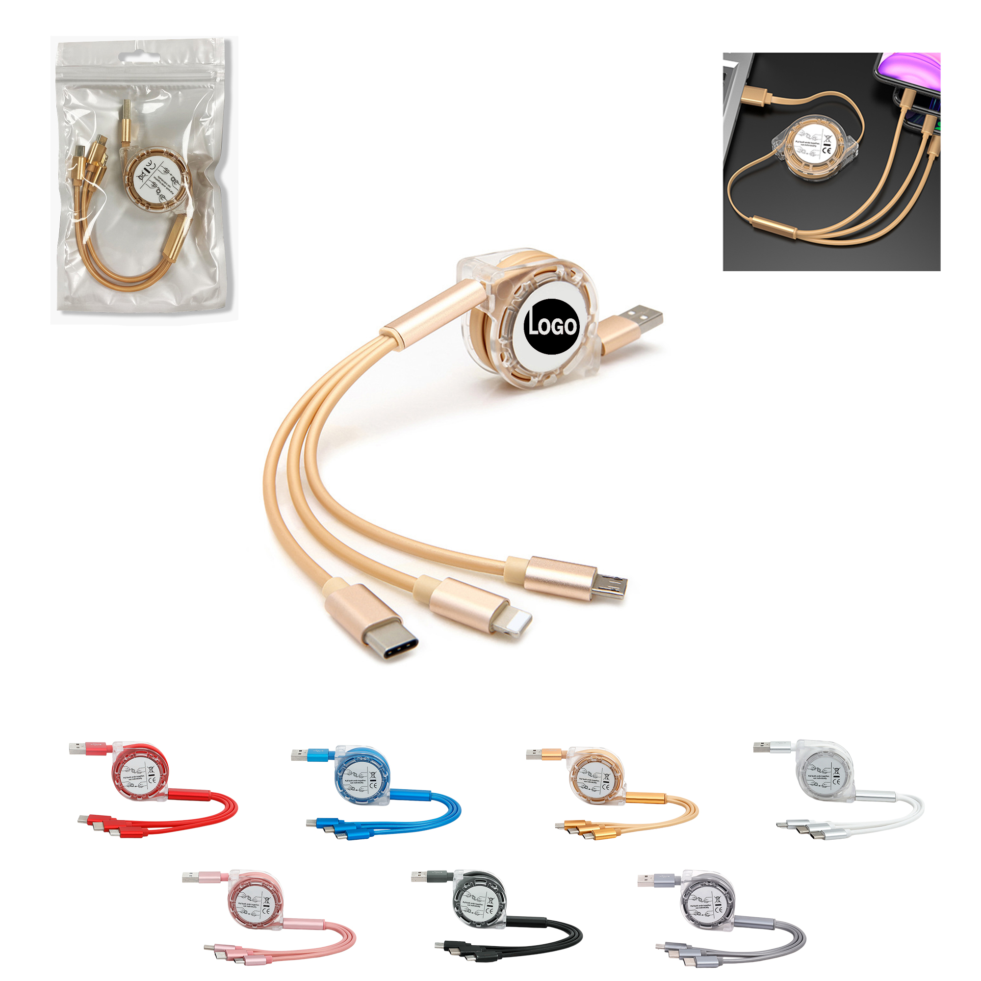 Multi Retractable 3-in-1 USB Charging Cable 3