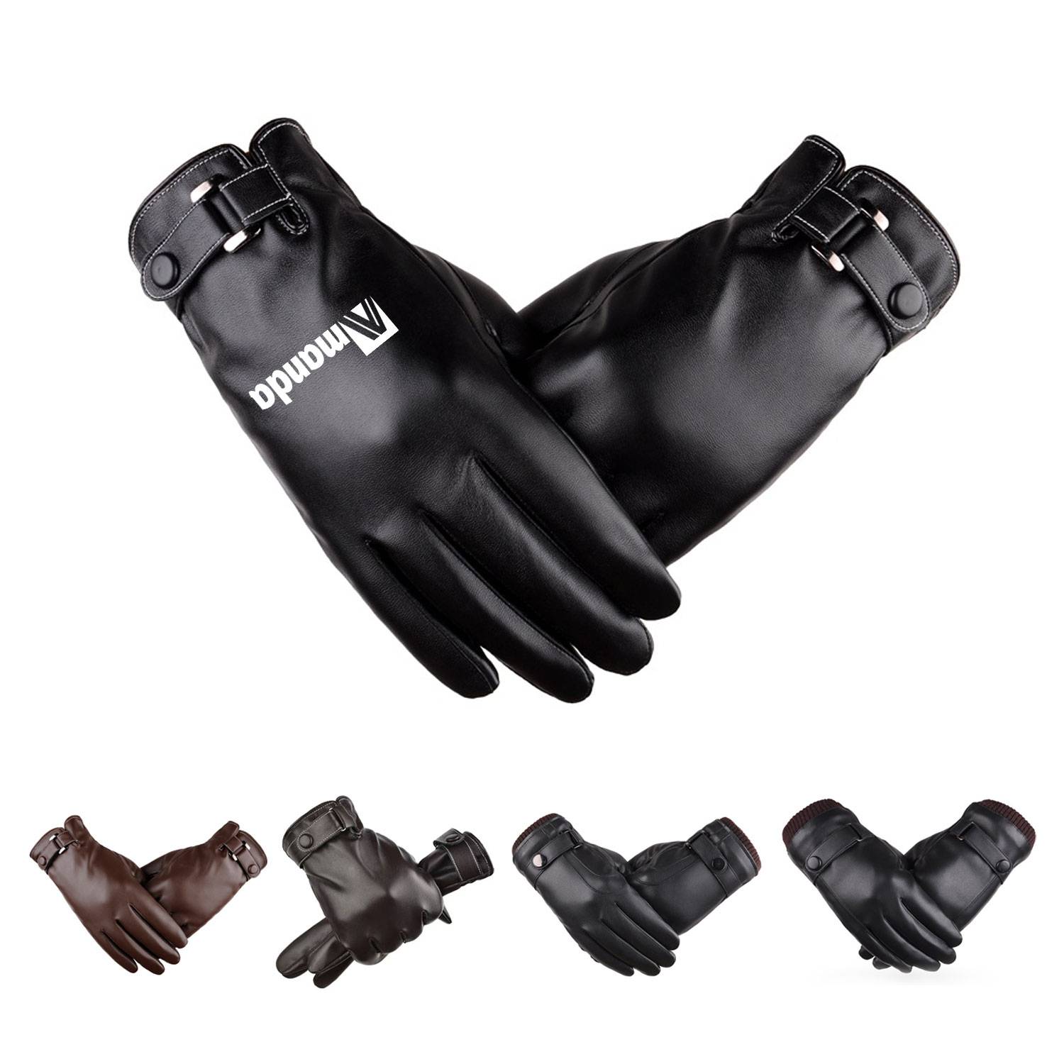PU Leather Winter Touch Screen Cycling Gloves 4