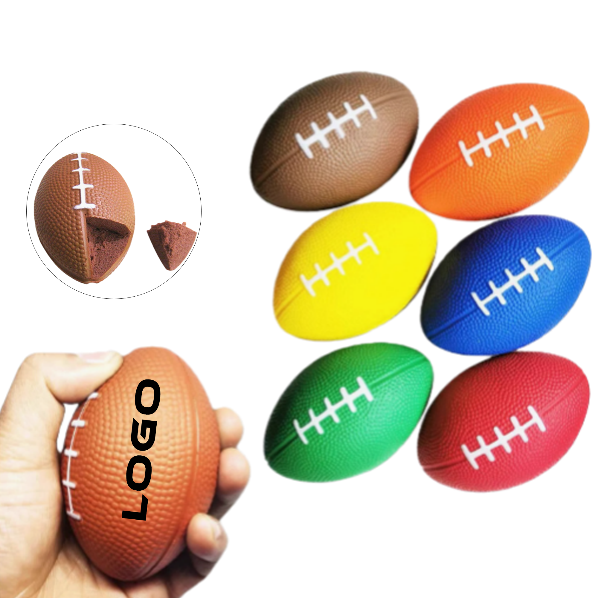 Mini PU Foam Rugby Stress Relief Ball American Football Toy 2