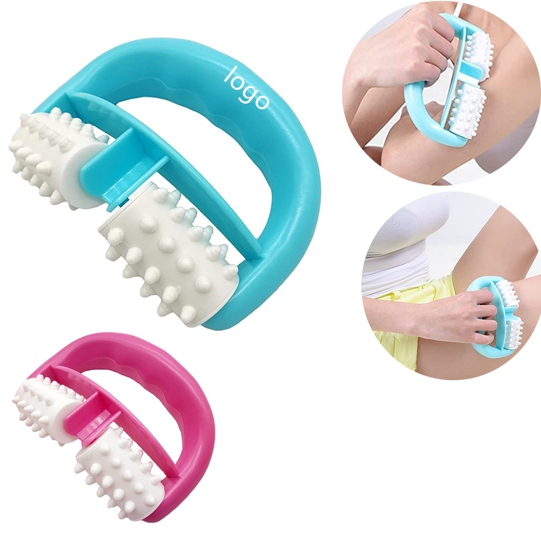 Round Handle 2 Wheels Muscle Massage Roller 2